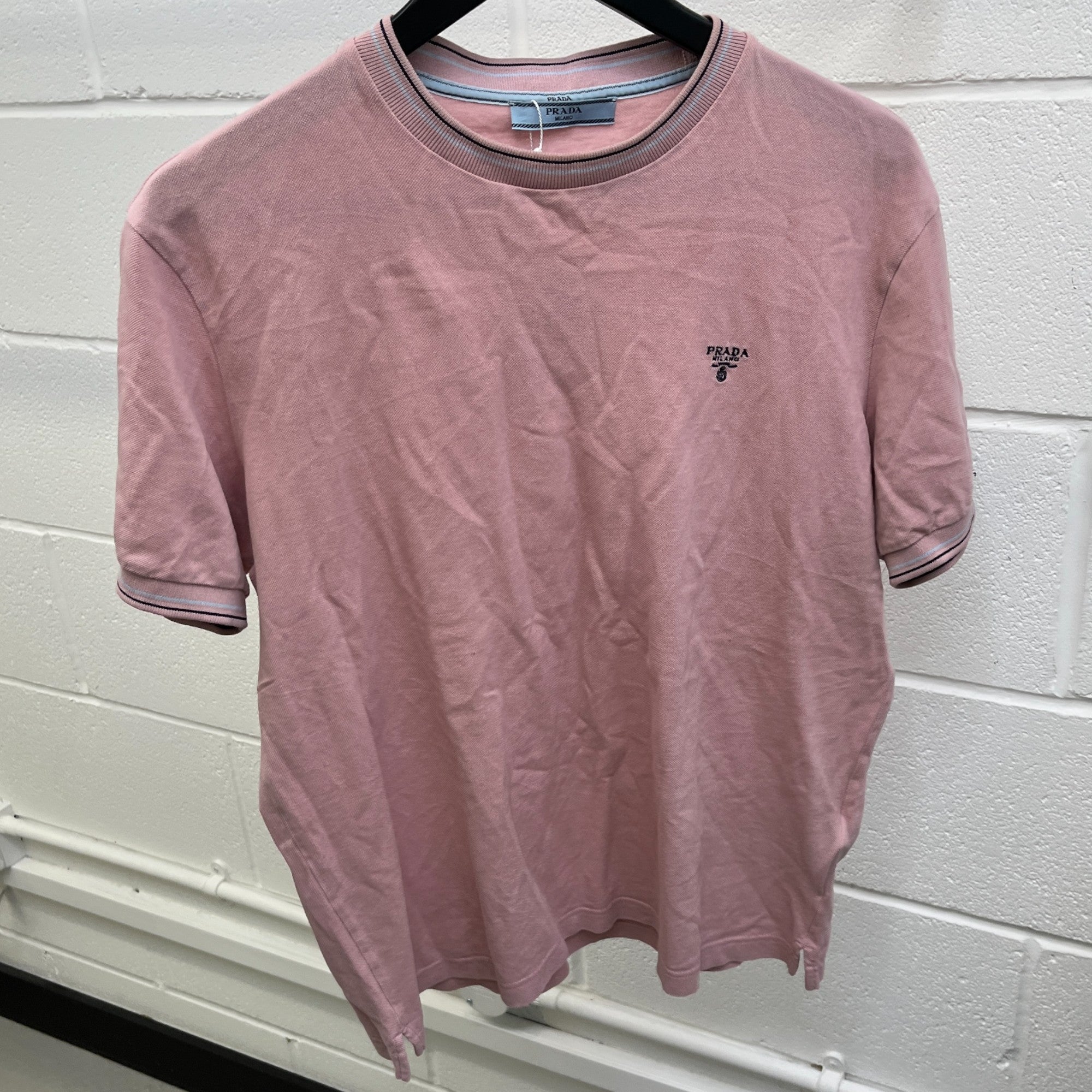 Men's Embroidered Logo T-Shirt Pink Size M