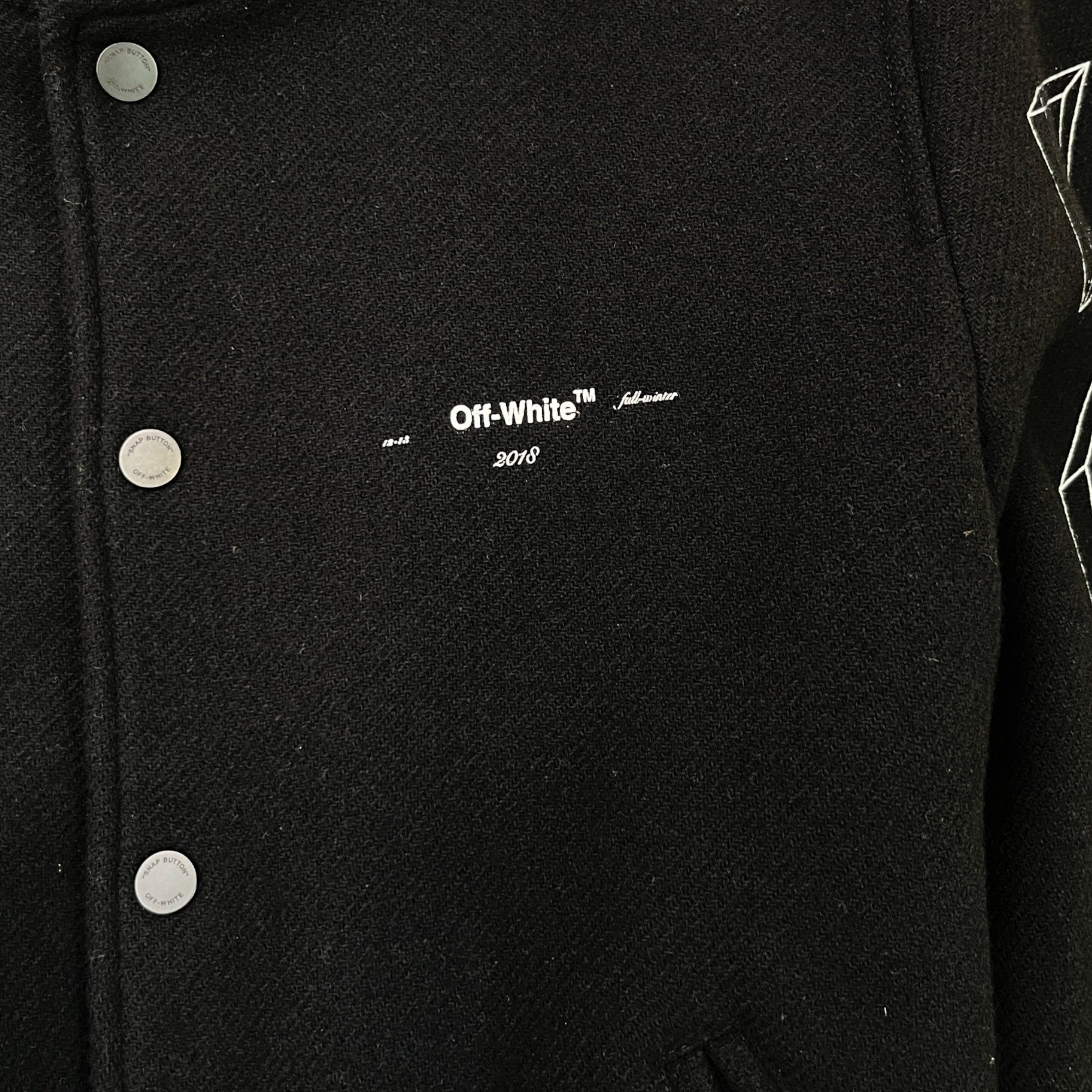 Men's Arrow Logo Varsity Jacket Black Size XS