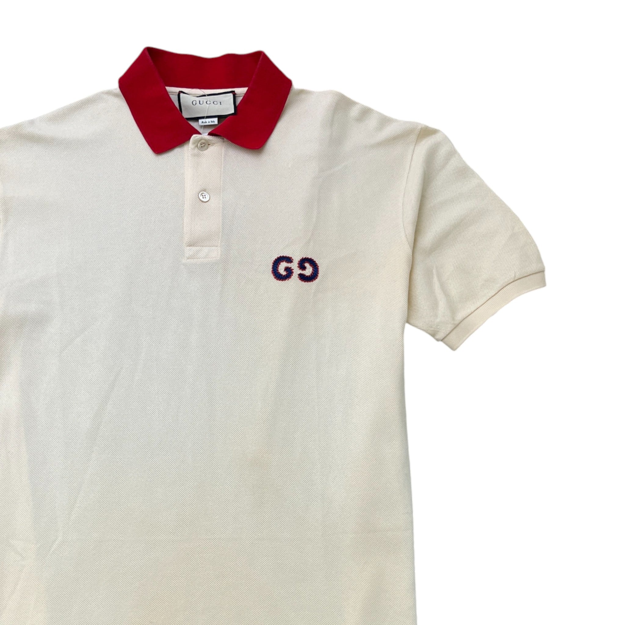 Men's Gg Embroidery Polo Shirt Cream Size L