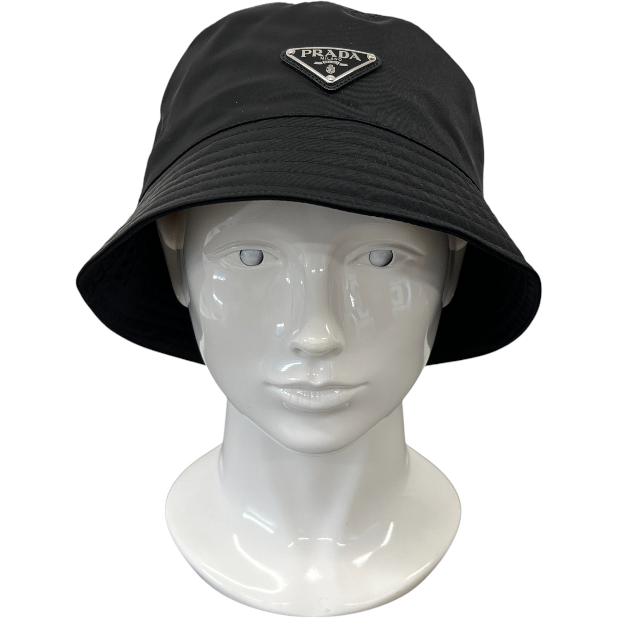 Men's Re-Nylon Plaque Logo Bucket Hat Black Size XL