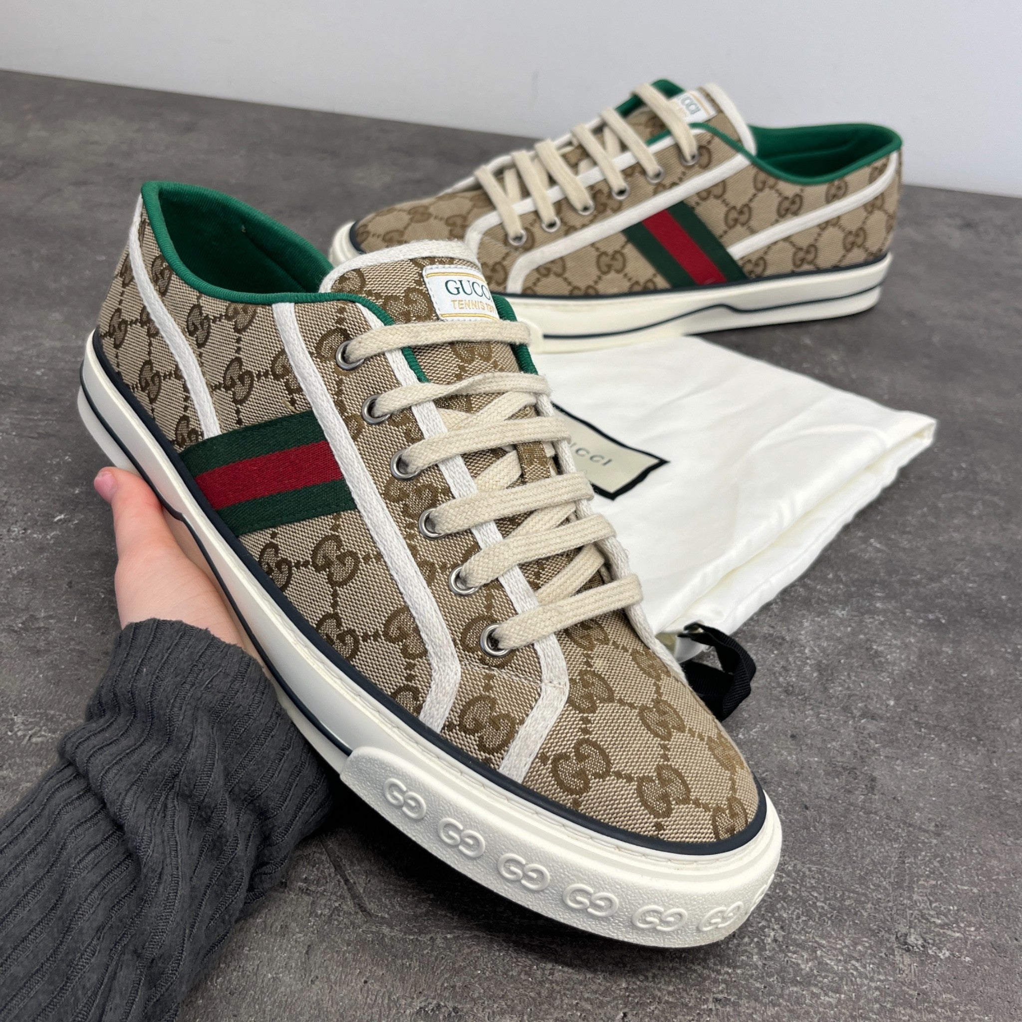 Men's Gucci Tennis 1977 Low Trainers Beige Size EU 44 / UK 10