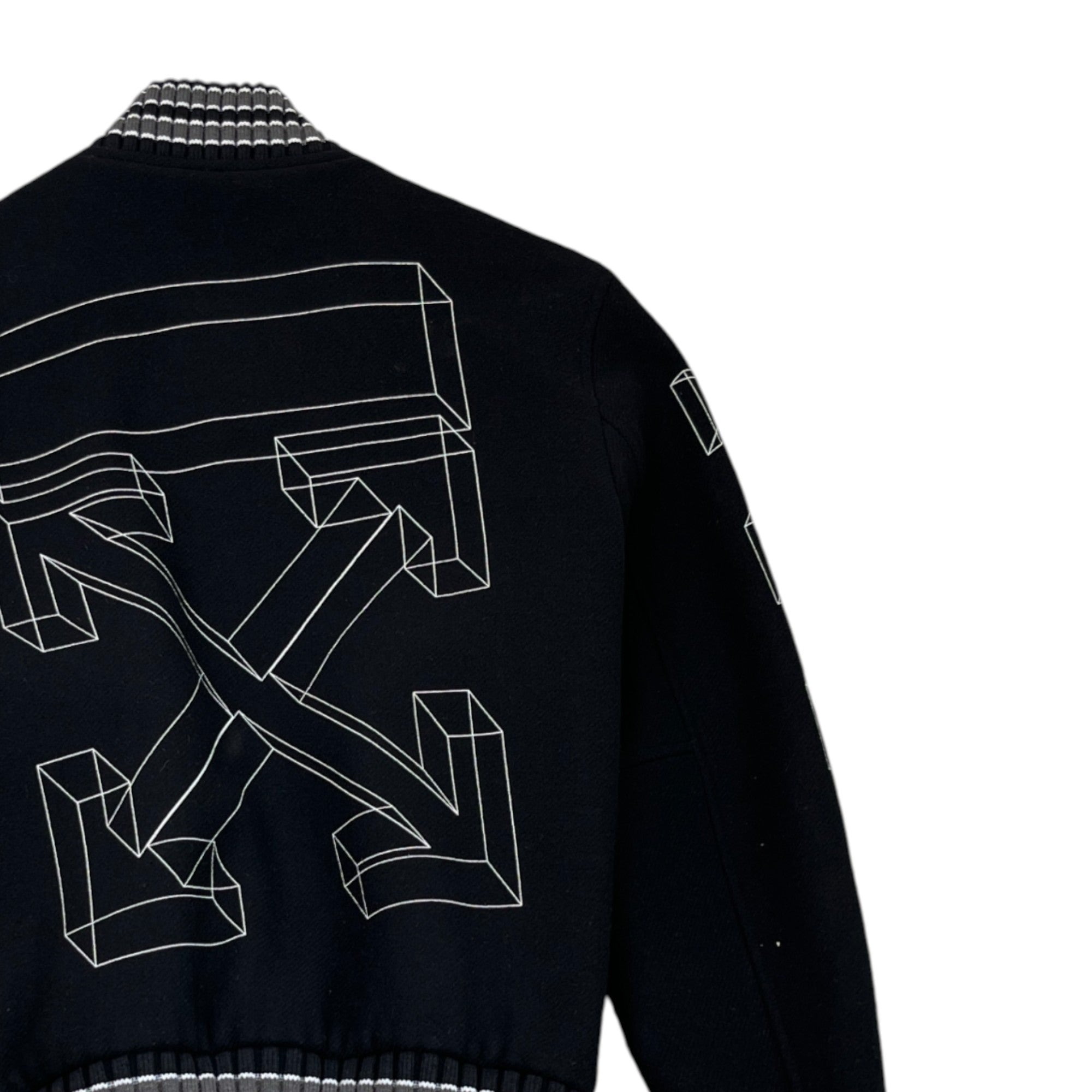 Men's Arrow Logo Varsity Jacket Black Size XS