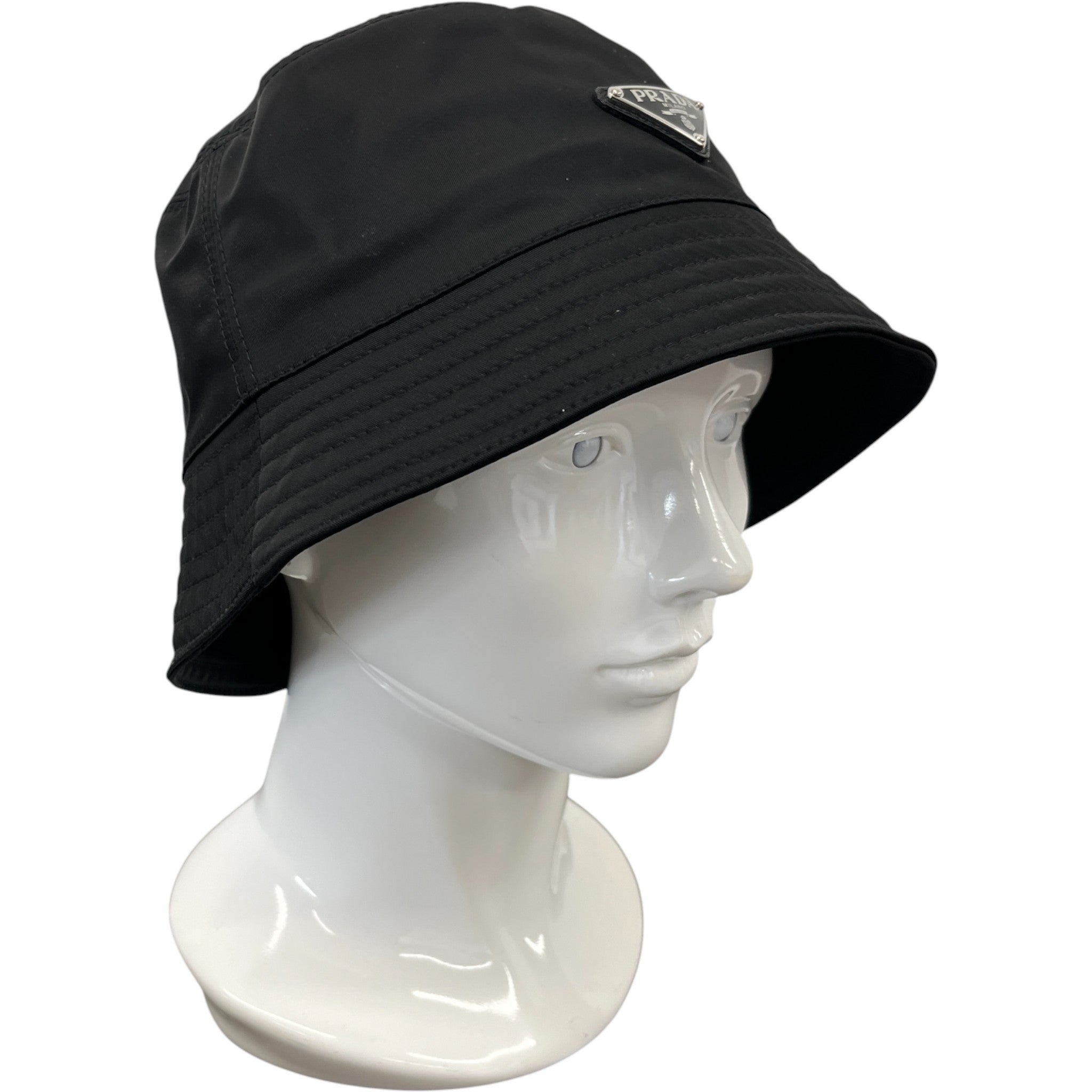 Men's Re-Nylon Plaque Logo Bucket Hat Black Size XL