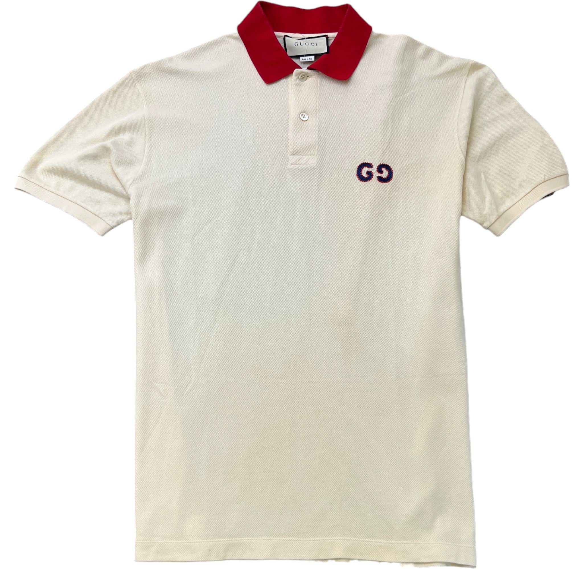 Men's Gg Embroidery Polo Shirt Cream Size L