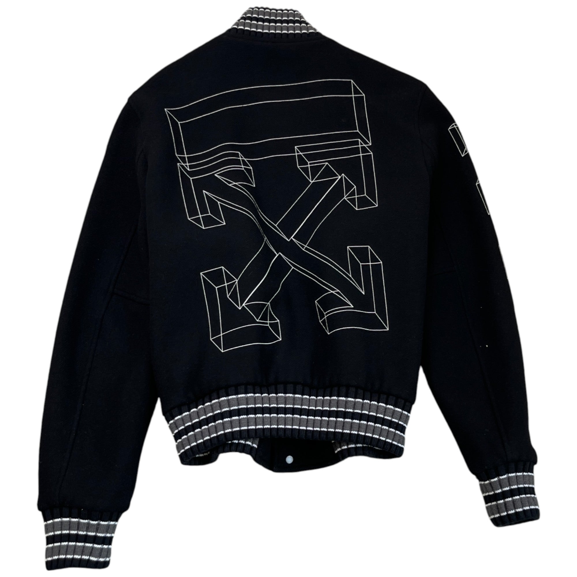 Men's Arrow Logo Varsity Jacket Black Size XS