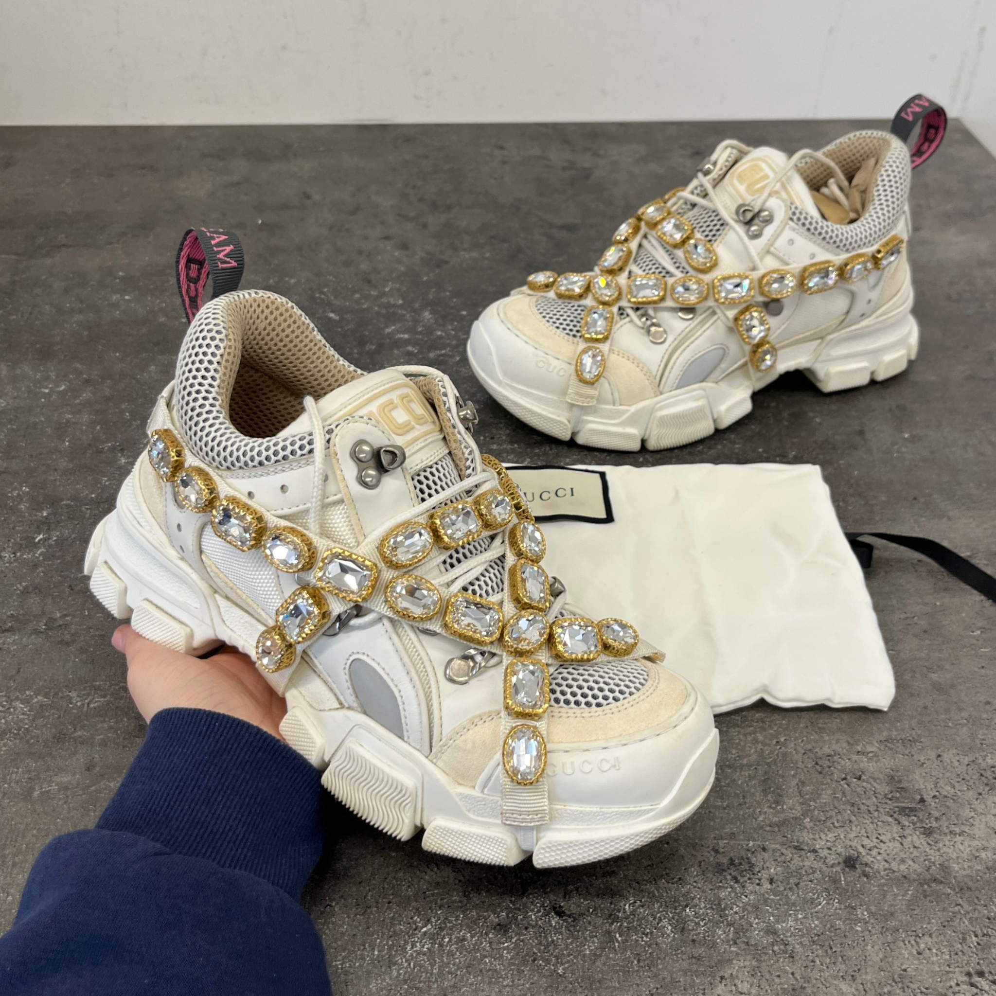 Women's Flashtrek Removable Crystal Low Trainers White Size EU 38 / UK 5