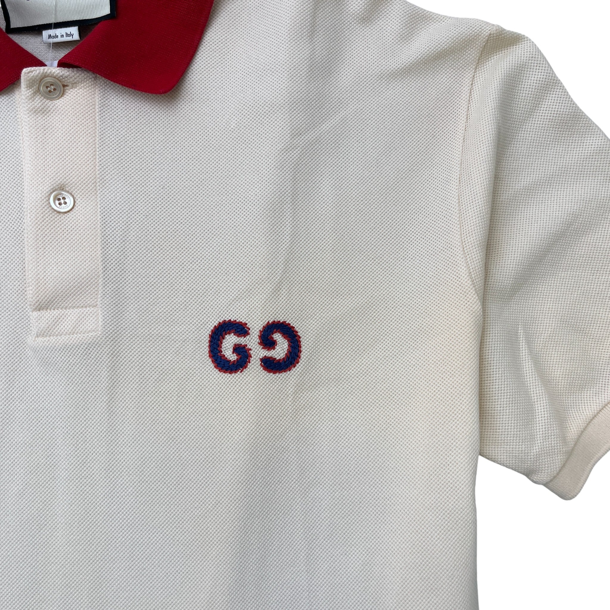 Men's Gg Embroidery Polo Shirt Cream Size L