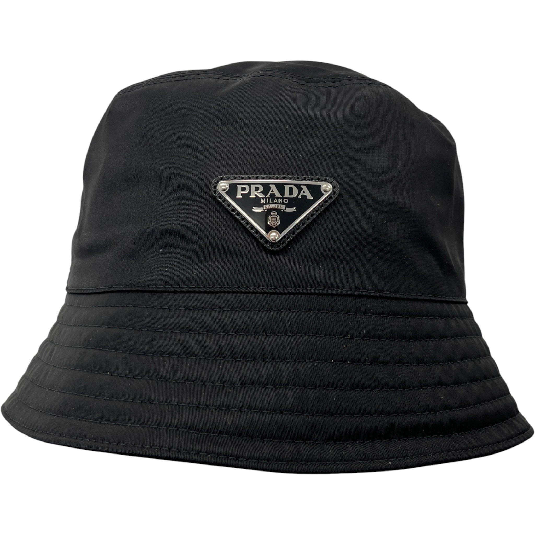 Men's Re-Nylon Plaque Logo Bucket Hat Black Size XL