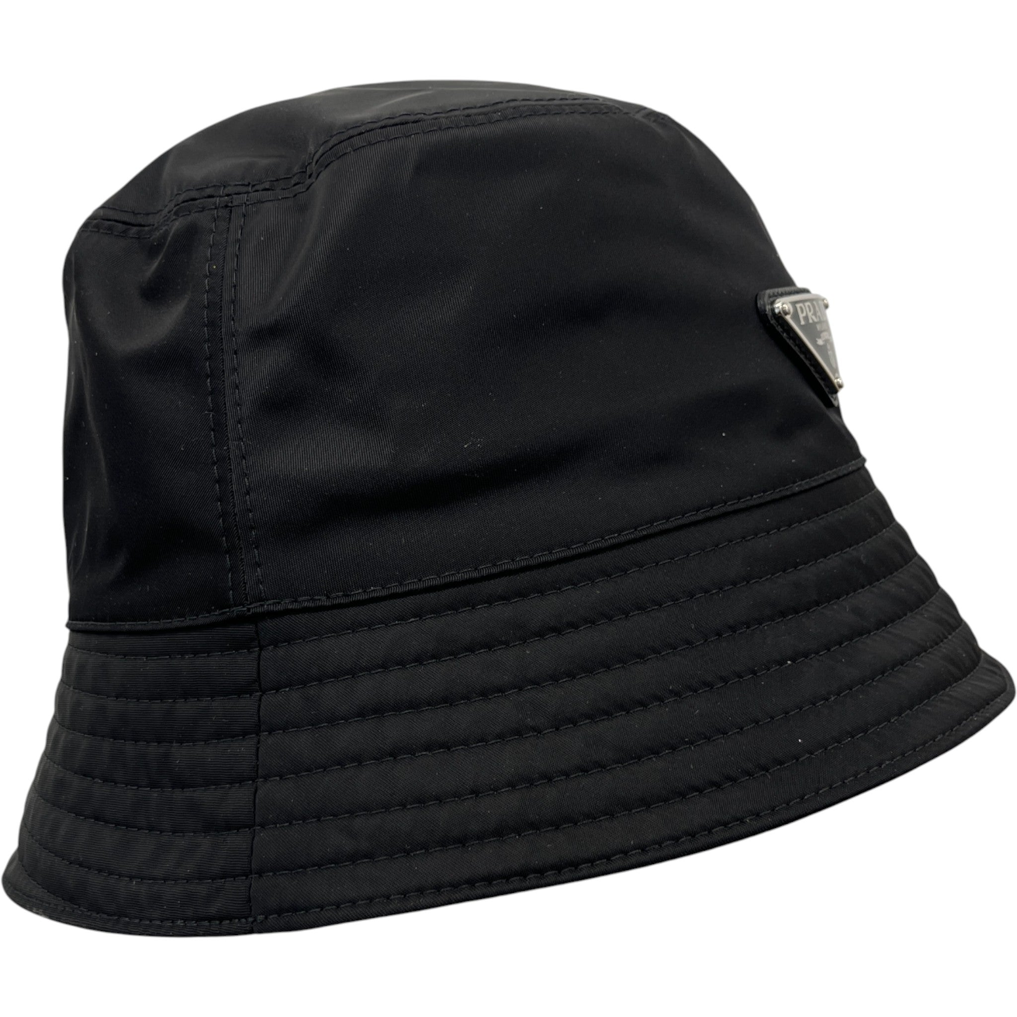 Men's Re-Nylon Plaque Logo Bucket Hat Black Size XL