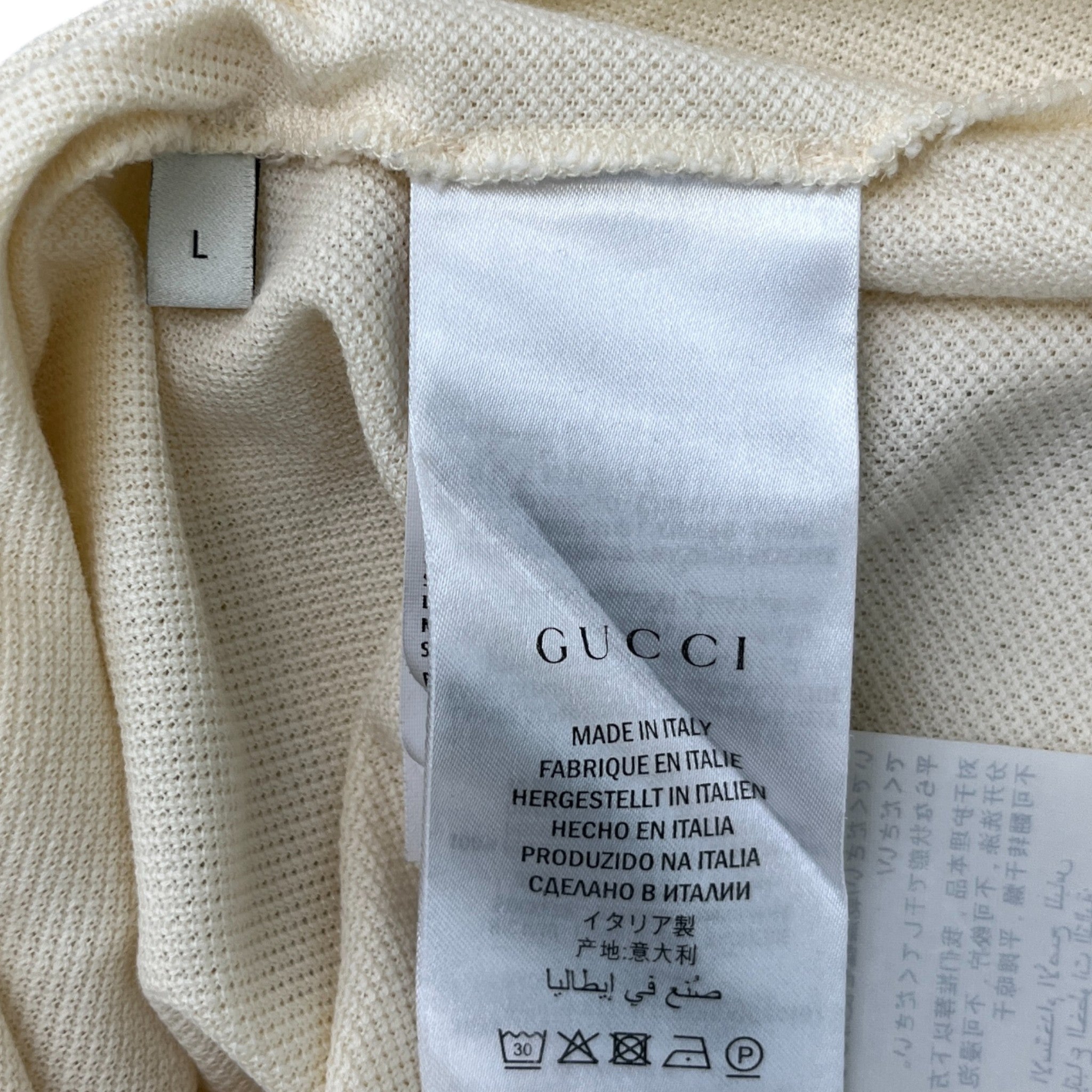 Men's Gg Embroidery Polo Shirt Cream Size L