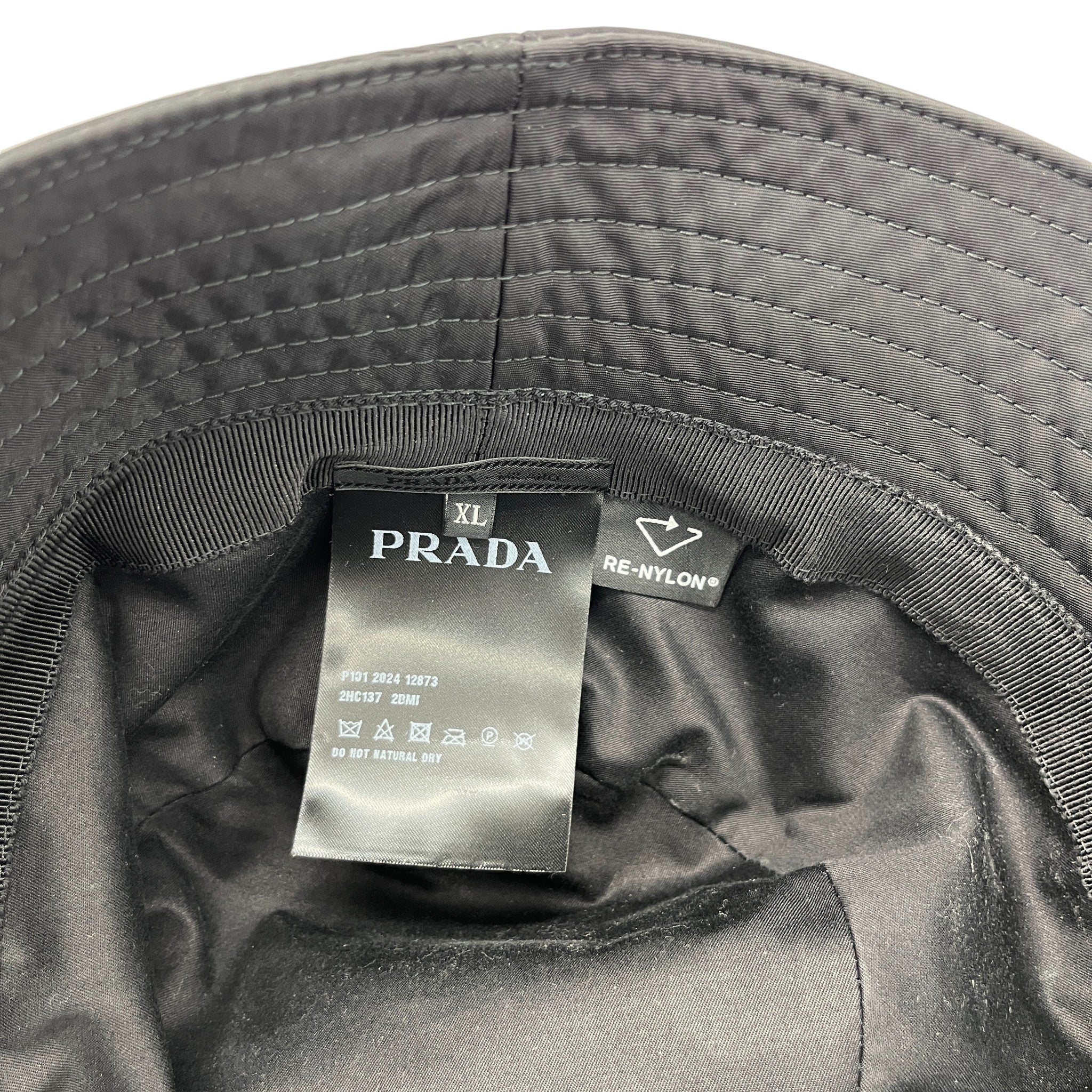 Men's Re-Nylon Plaque Logo Bucket Hat Black Size XL