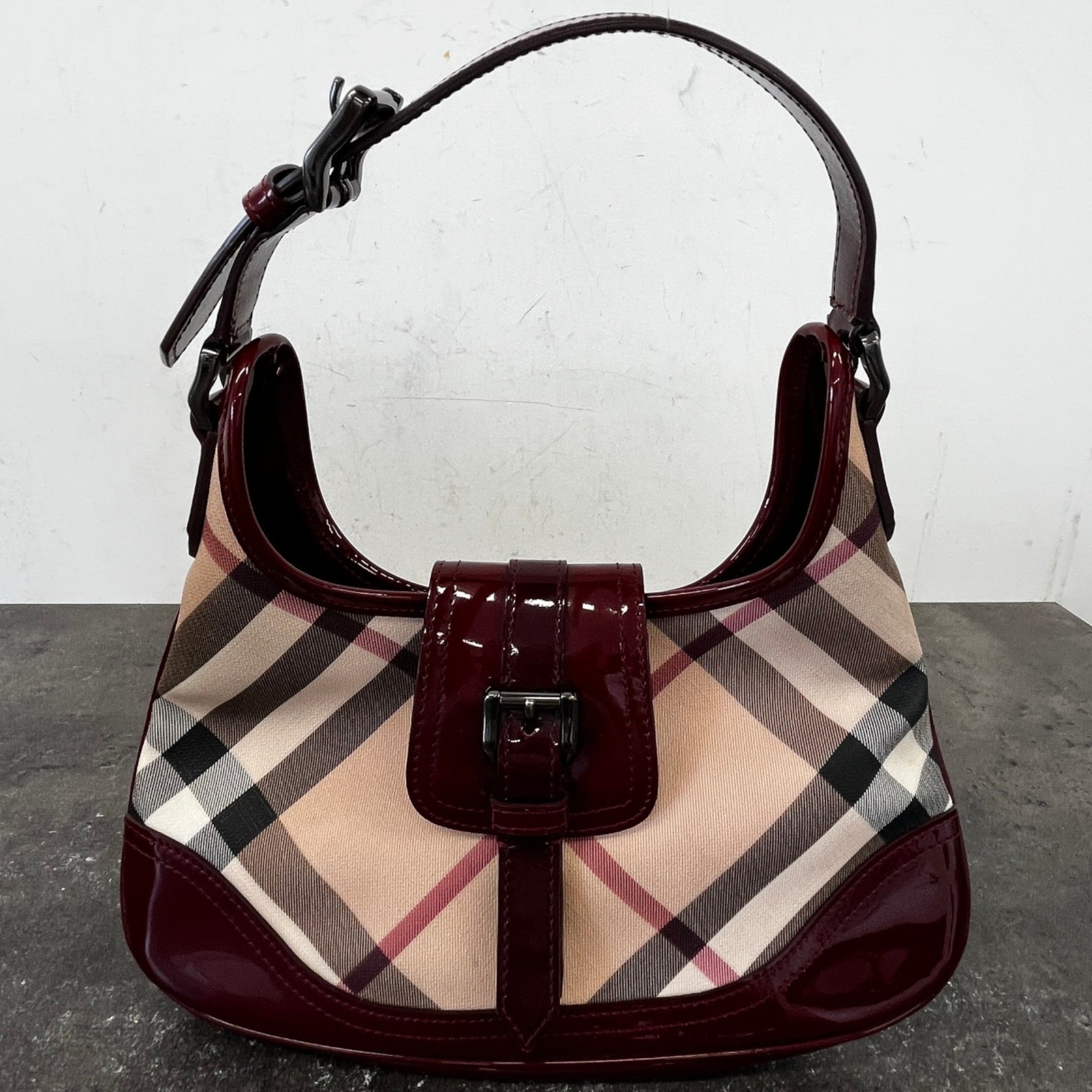 Women's Nova Check Brooke Hobo Bag Burgundy