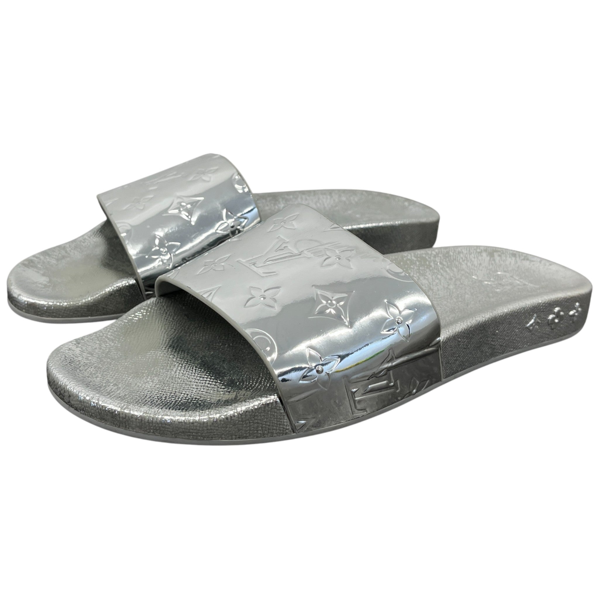Men's Monogram Waterfront Slides Silver Size EU 42.5 / UK 8.5