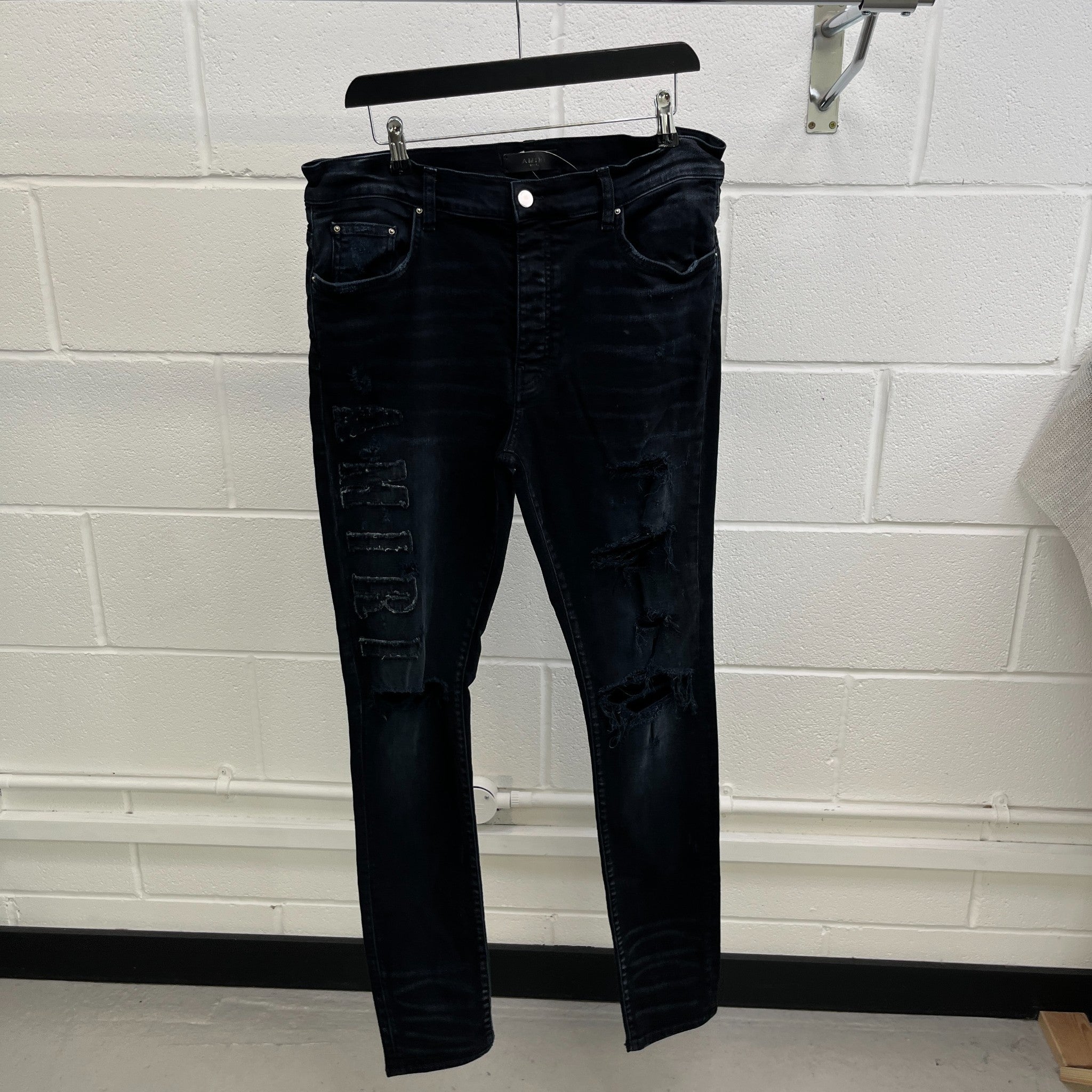 Men's Mx1 Distressed Jeans Black Size Waist 36"