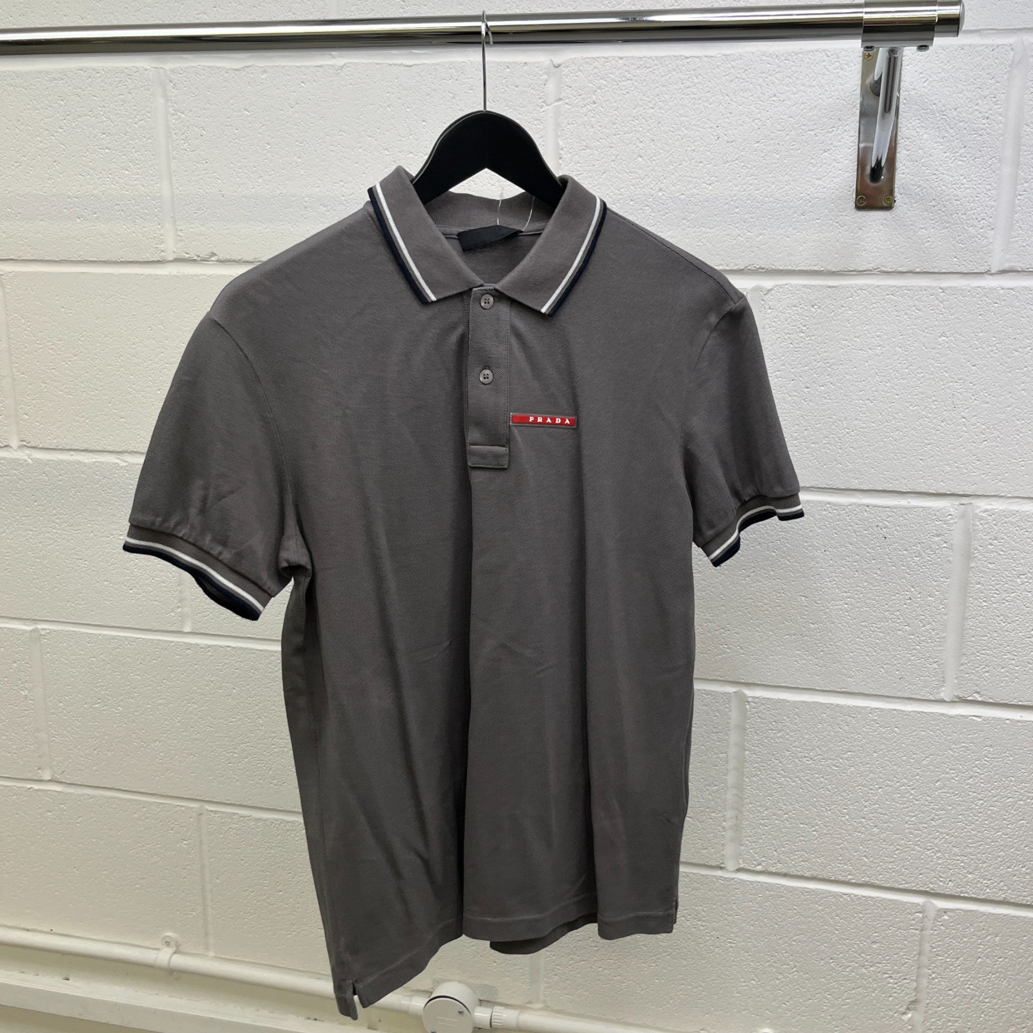 Men's Tab Logo Polo Shirt Grey Size M