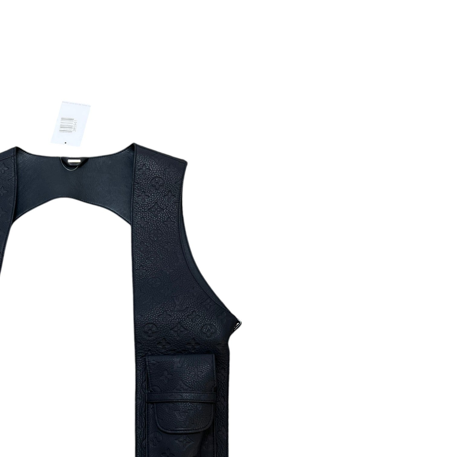 Men's Monogram Embossed Leather Holster Gilet Navy Size M