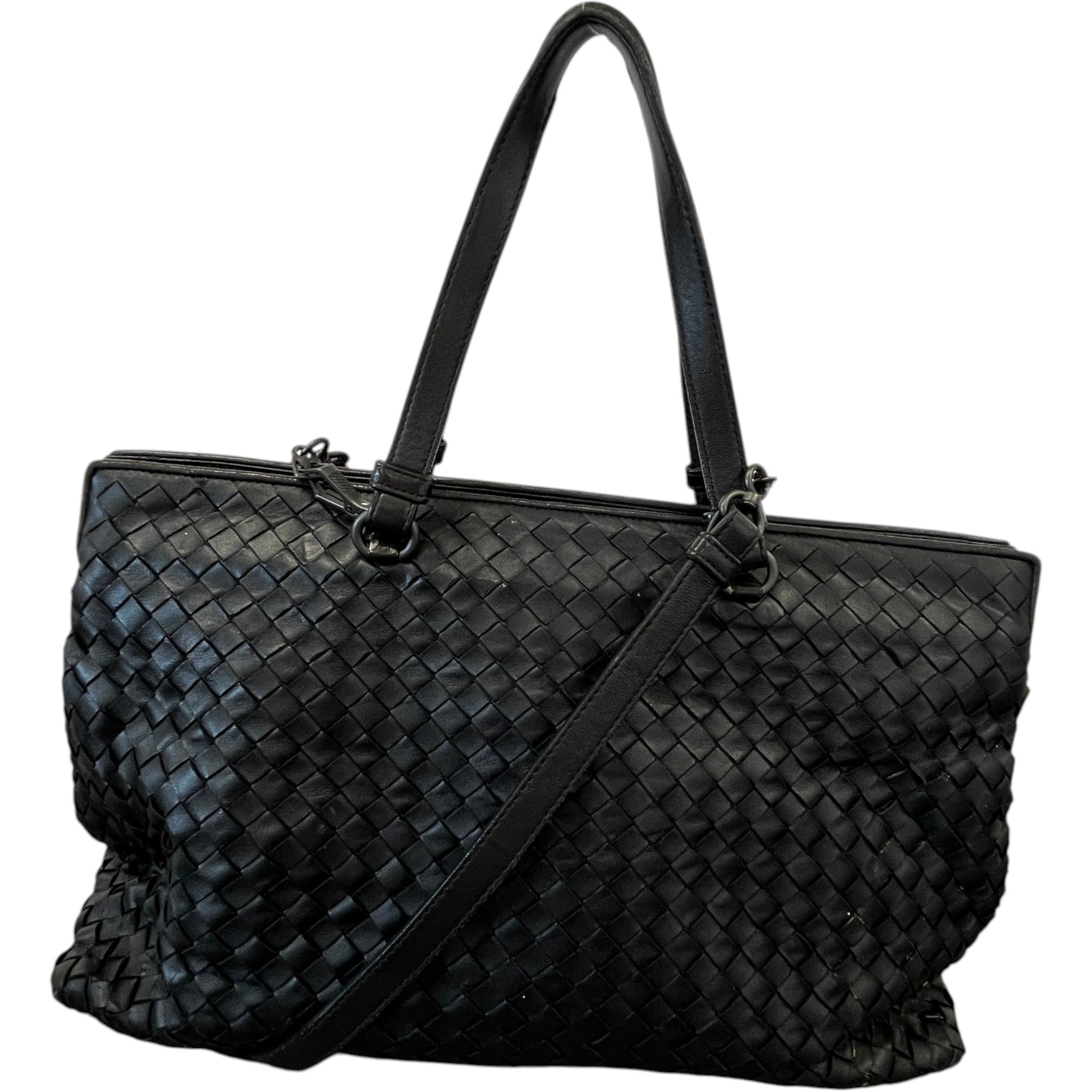 Women's Intrecciato Woven Nappa Bag Black
