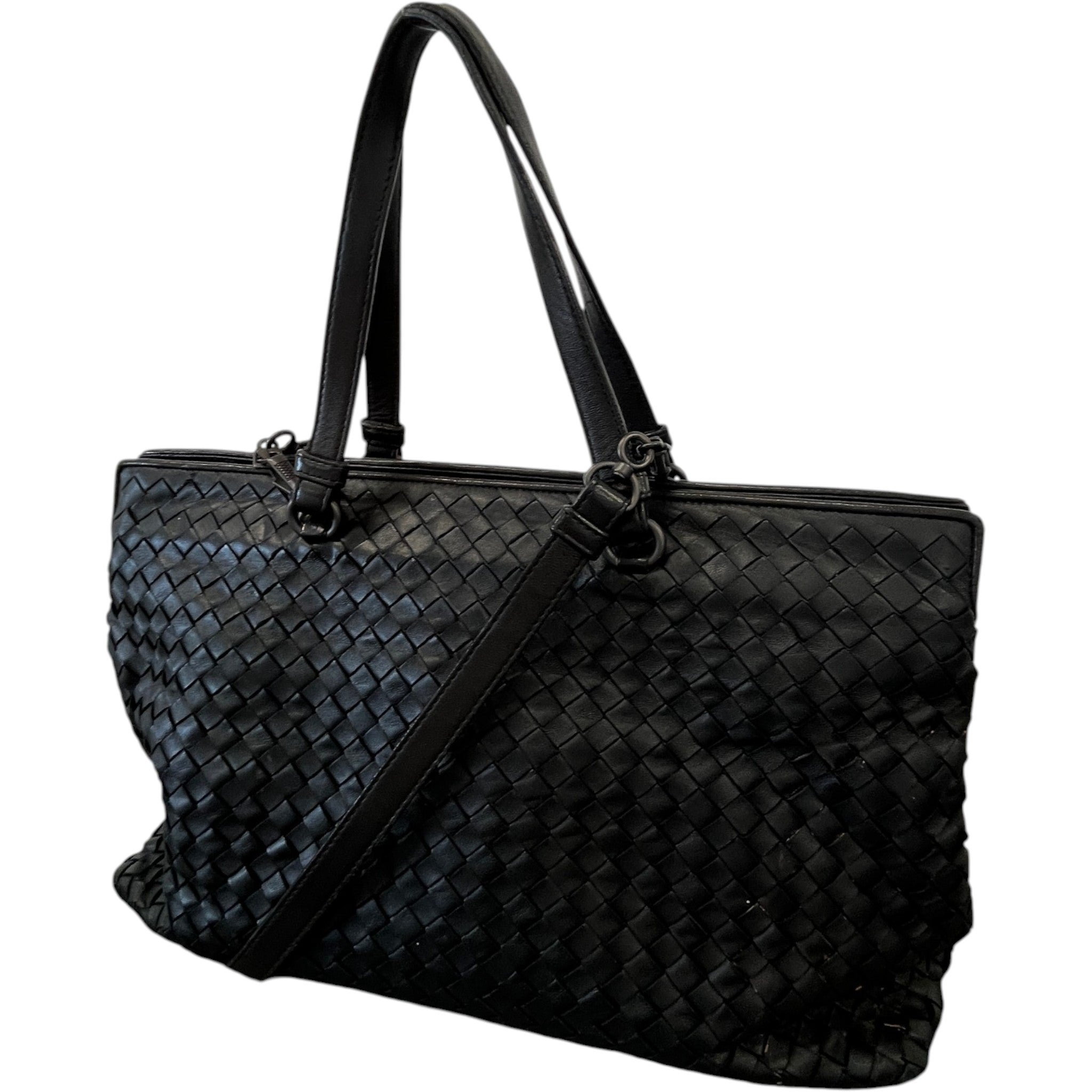 Women's Intrecciato Woven Nappa Bag Black