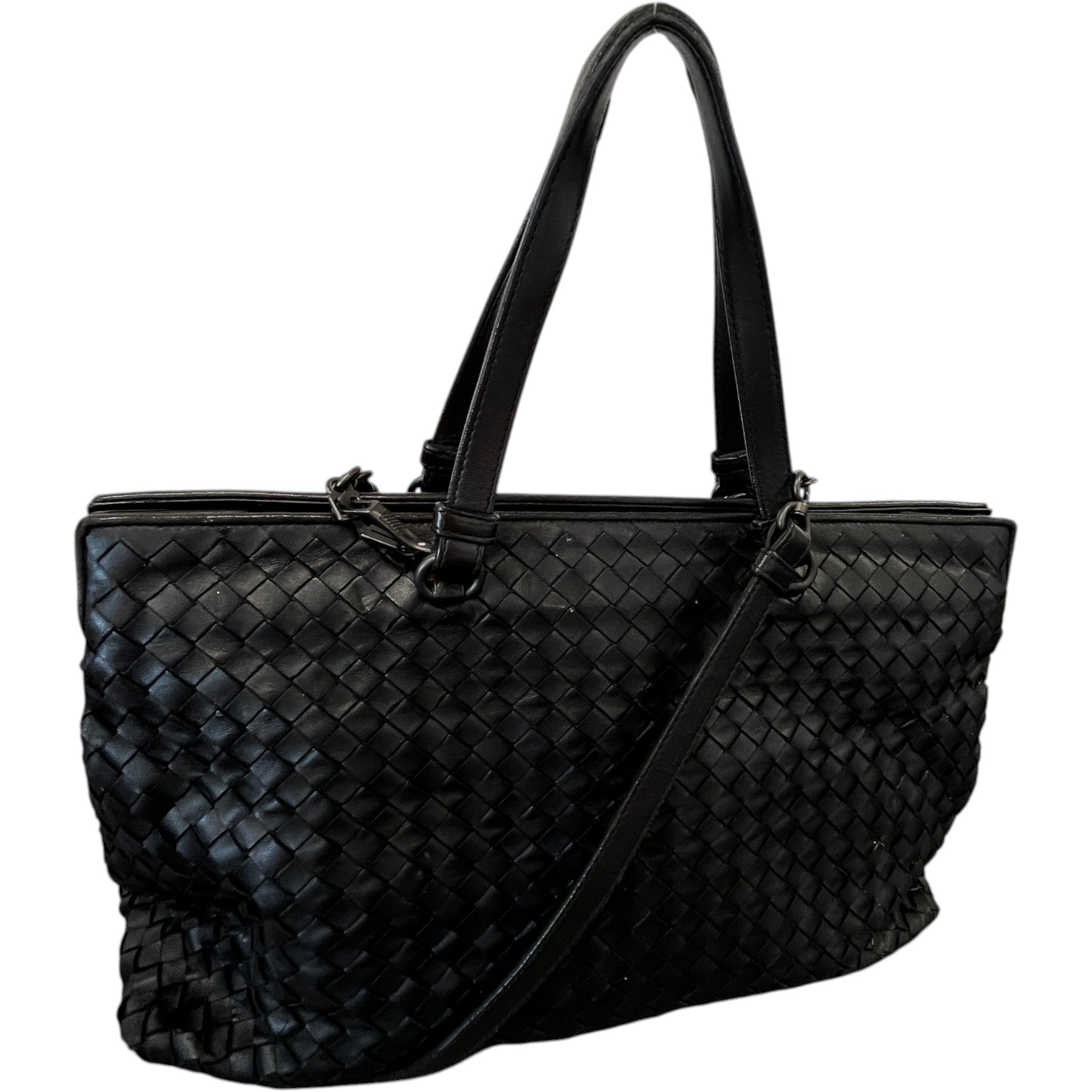 Women's Intrecciato Woven Nappa Bag Black