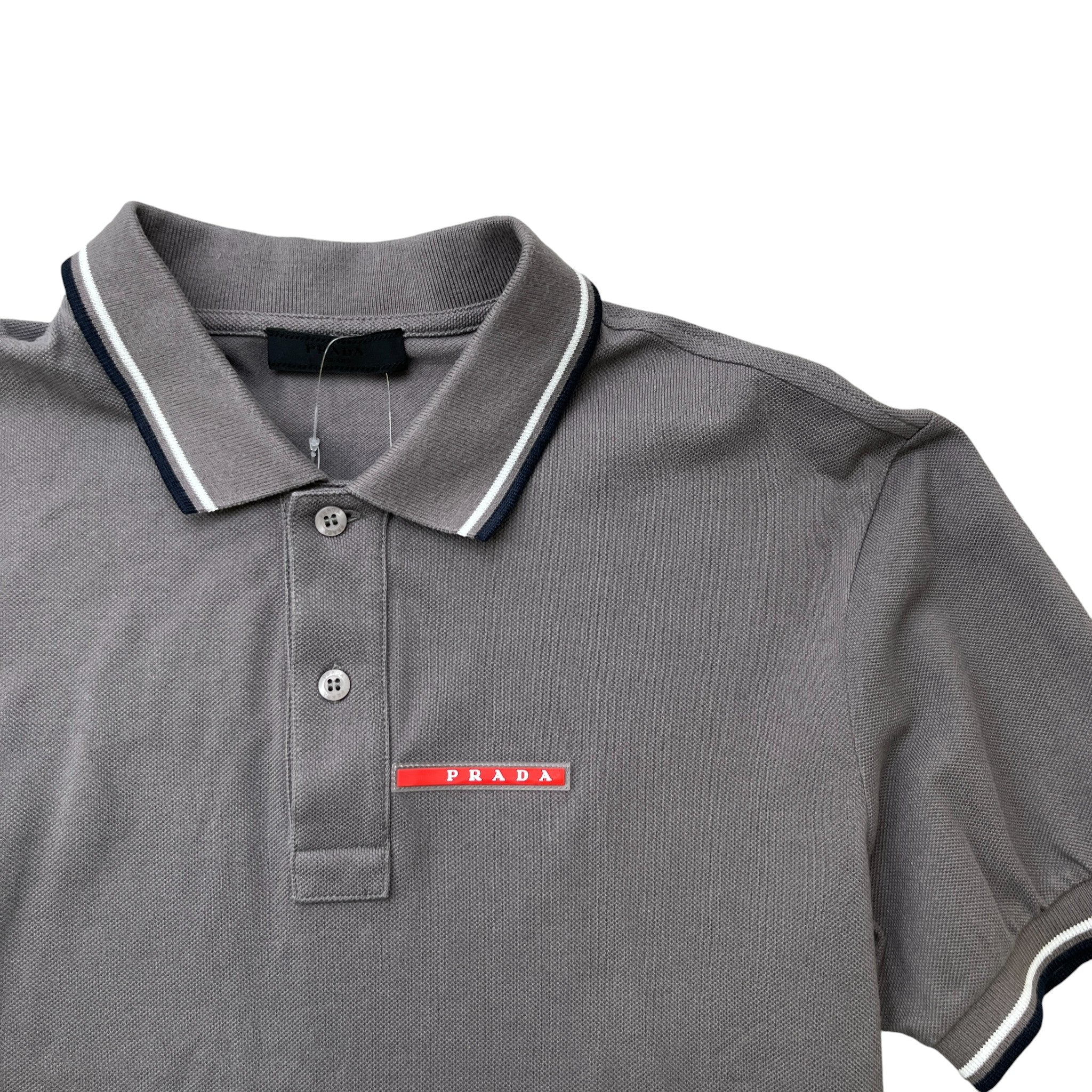 Men's Tab Logo Polo Shirt Grey Size M