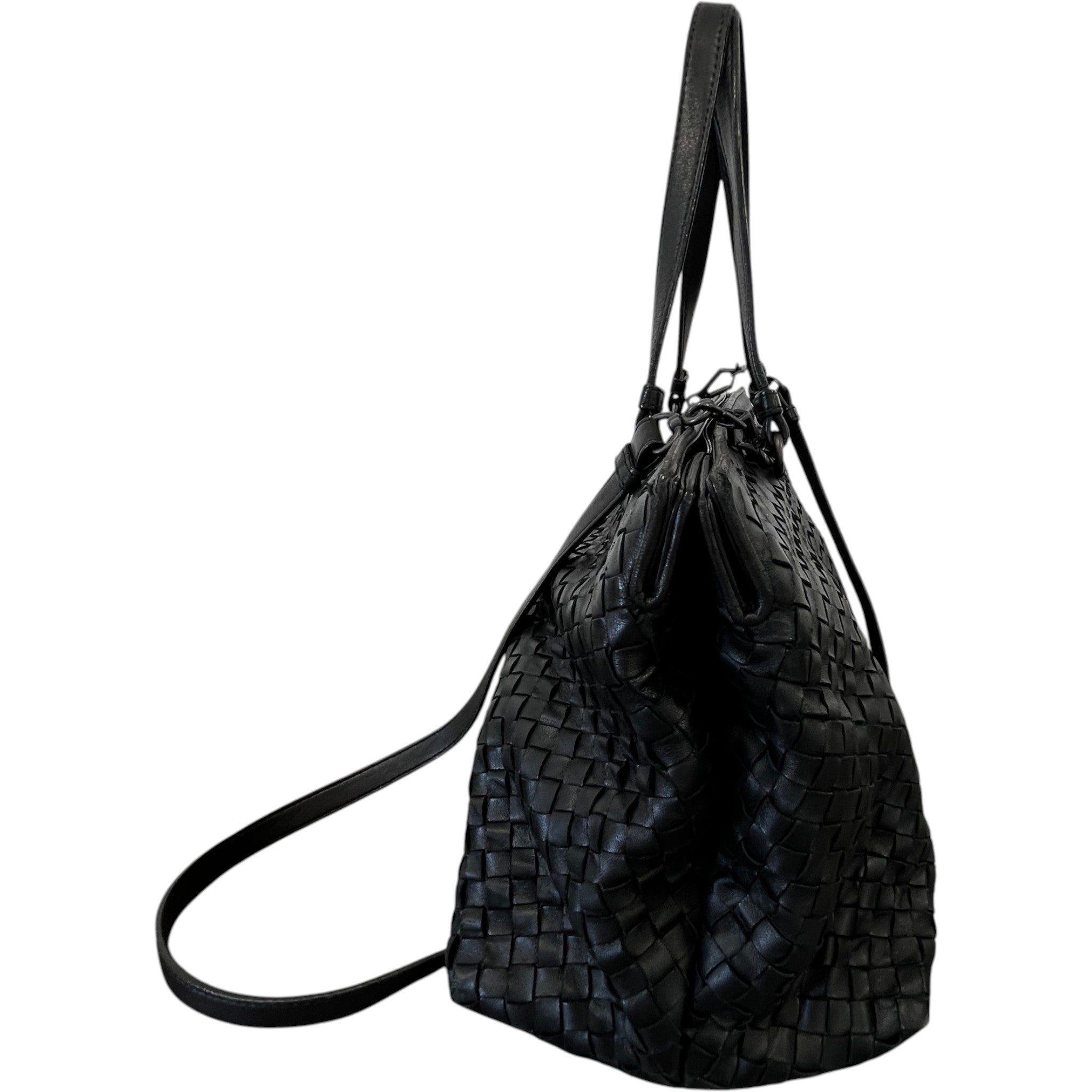 Women's Intrecciato Woven Nappa Bag Black