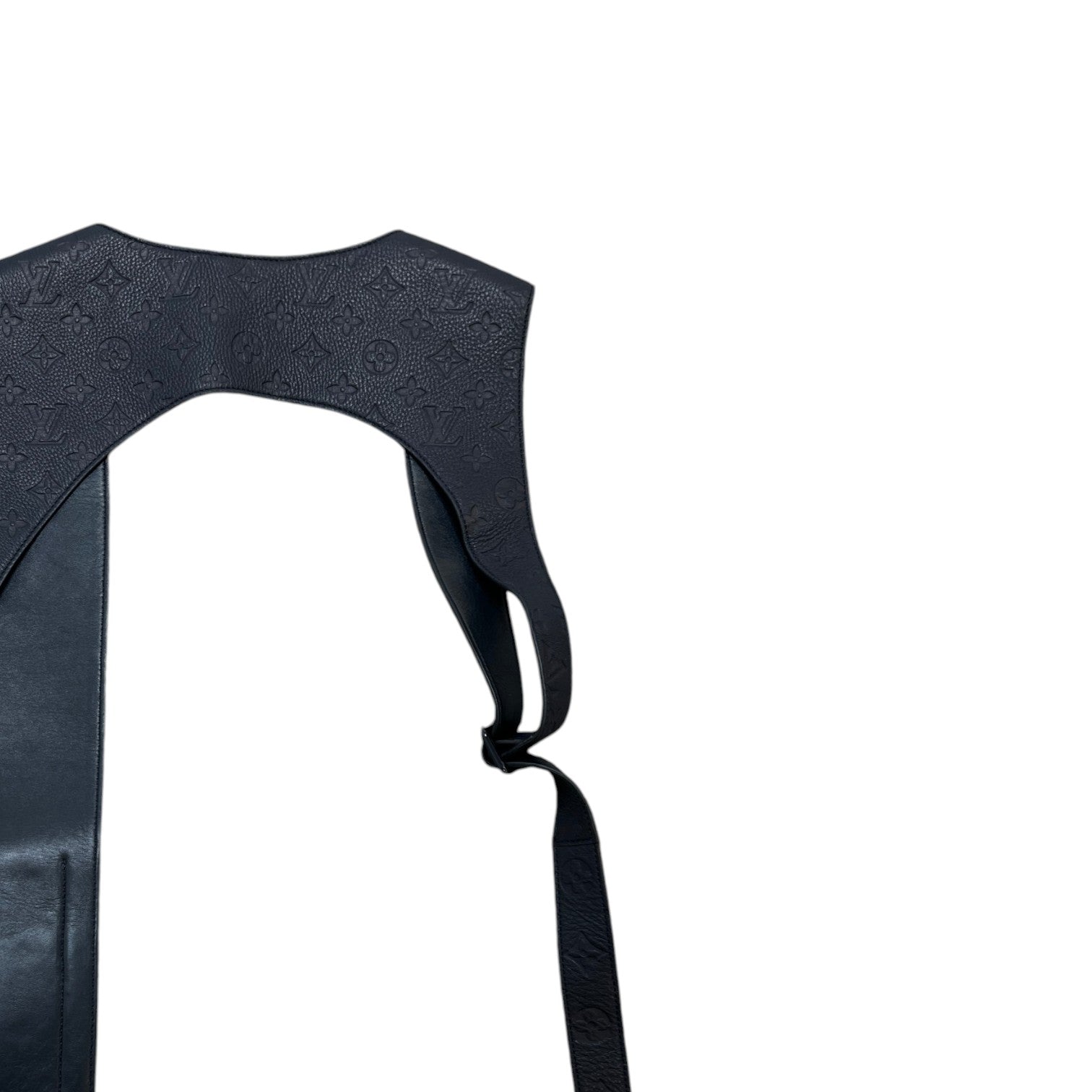 Men's Monogram Embossed Leather Holster Gilet Navy Size M