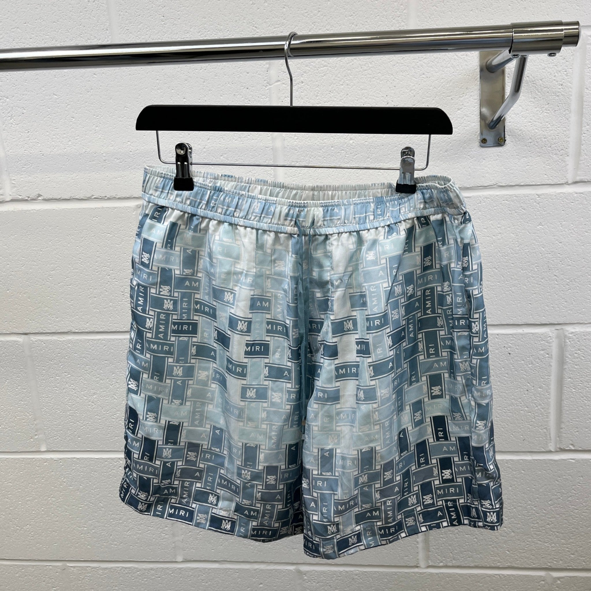 Men's Gradient Tape Shorts Blue Size Waist 34"