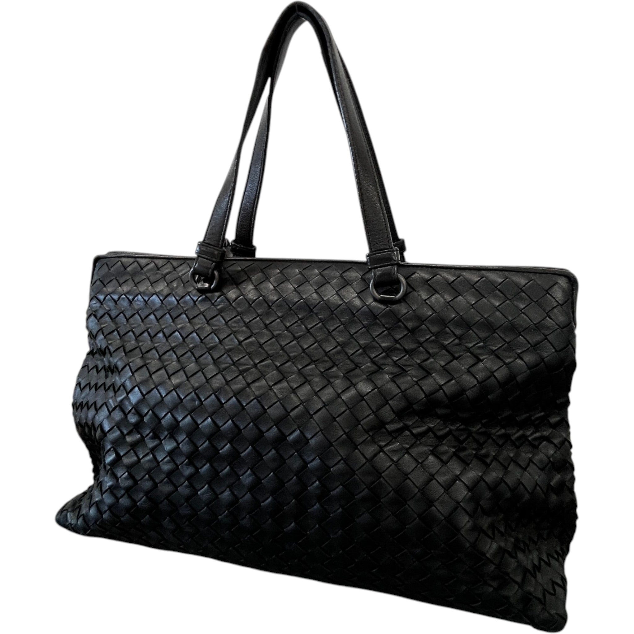 Women's Intrecciato Woven Nappa Bag Black