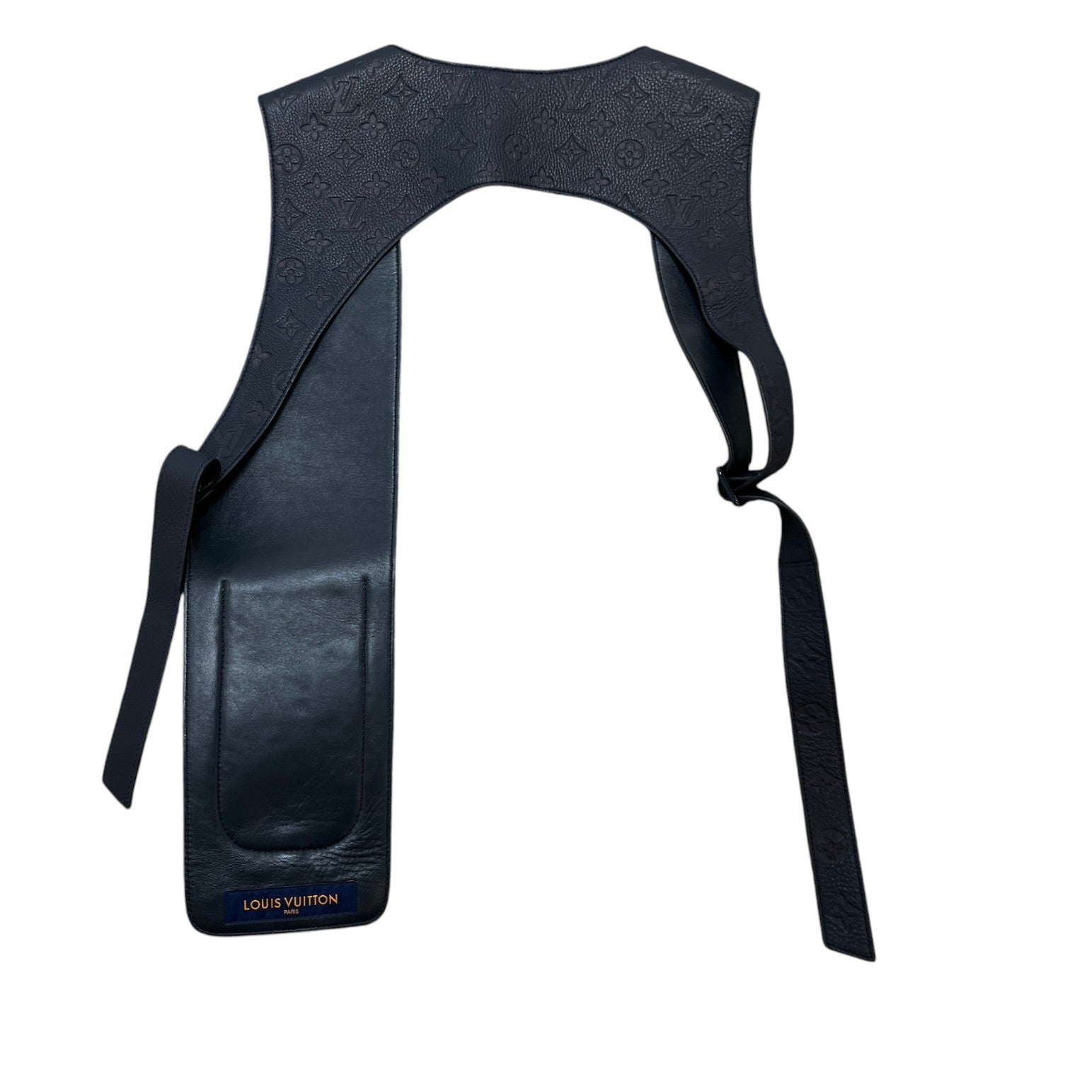 Men's Monogram Embossed Leather Holster Gilet Navy Size M