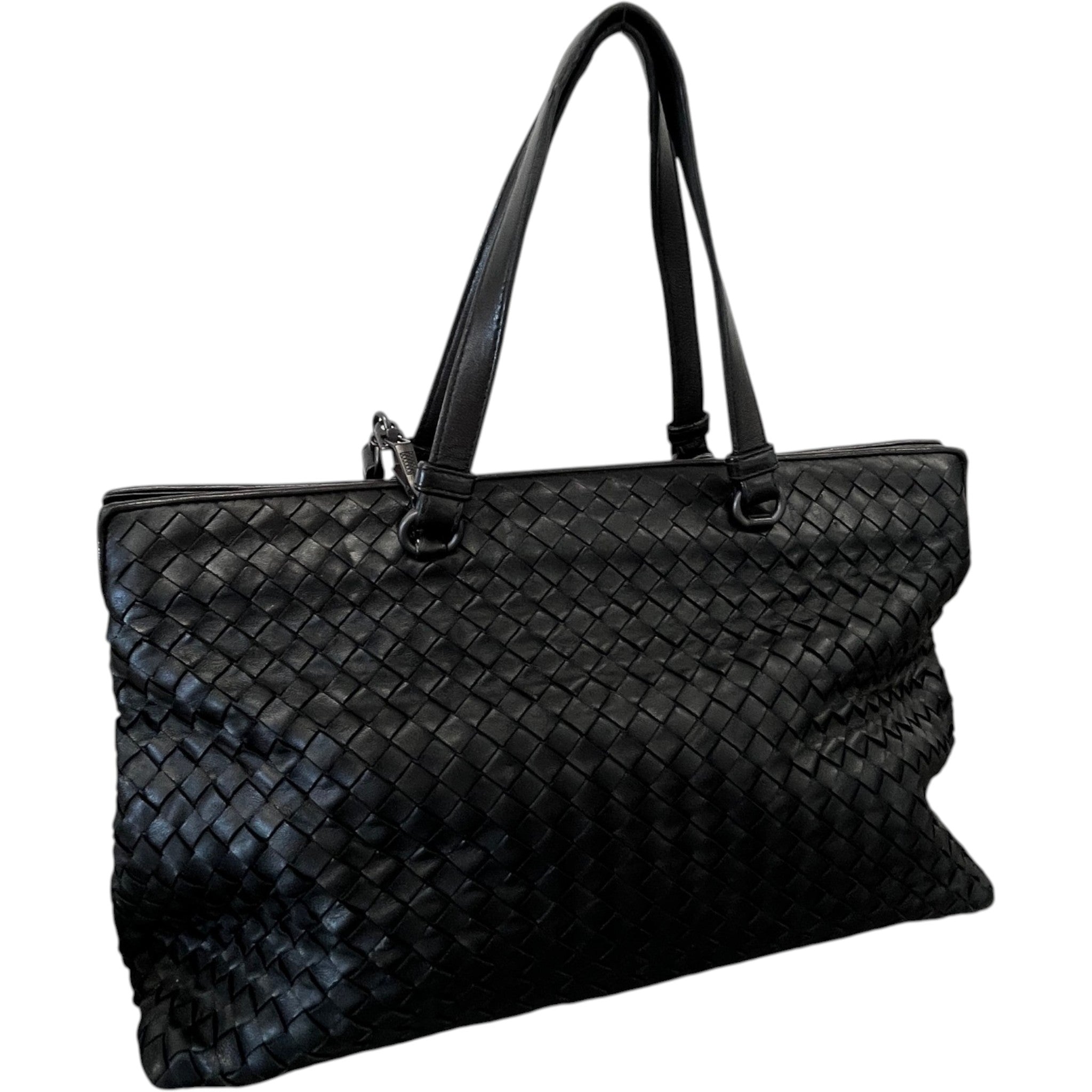 Women's Intrecciato Woven Nappa Bag Black