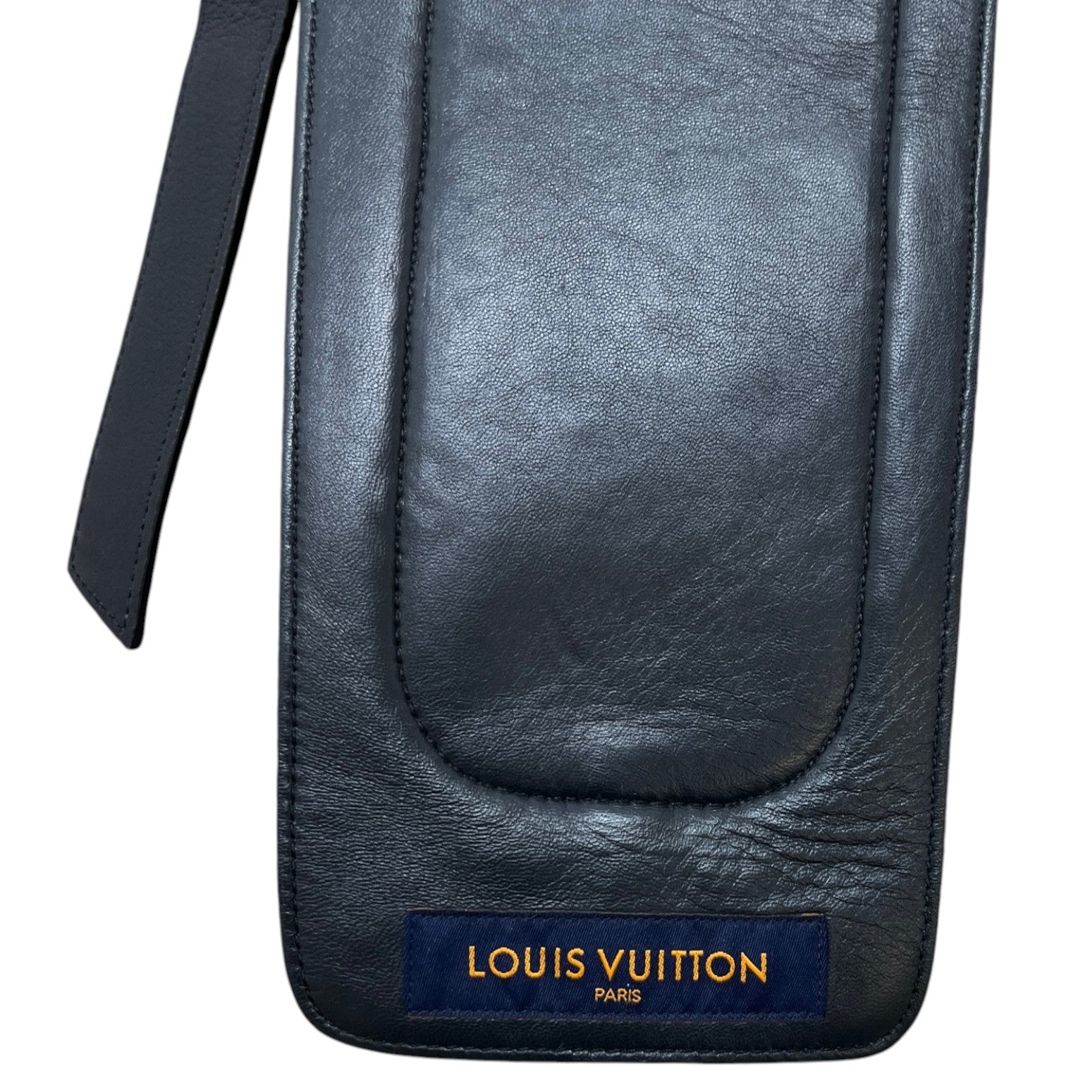 Men's Monogram Embossed Leather Holster Gilet Navy Size M