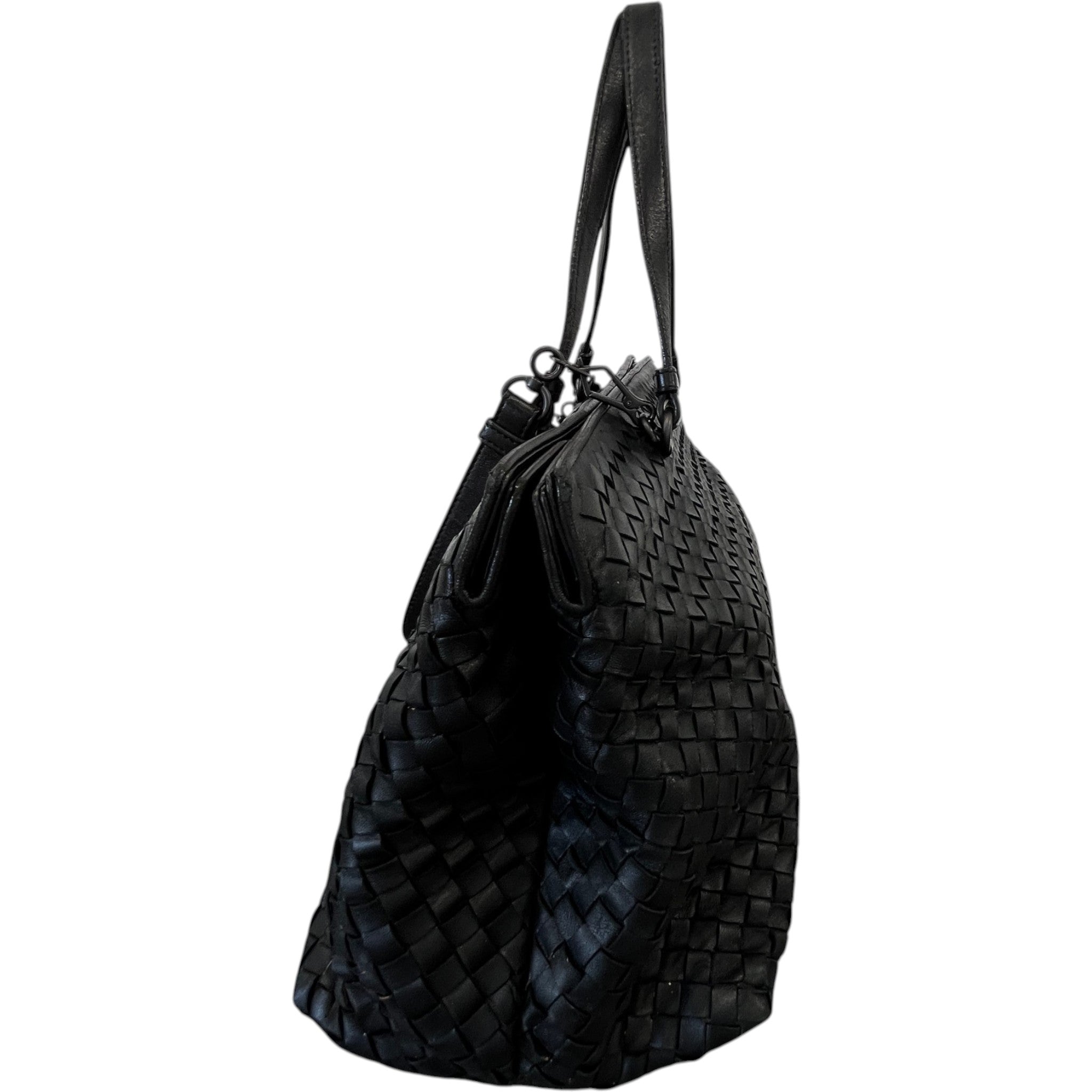 Women's Intrecciato Woven Nappa Bag Black