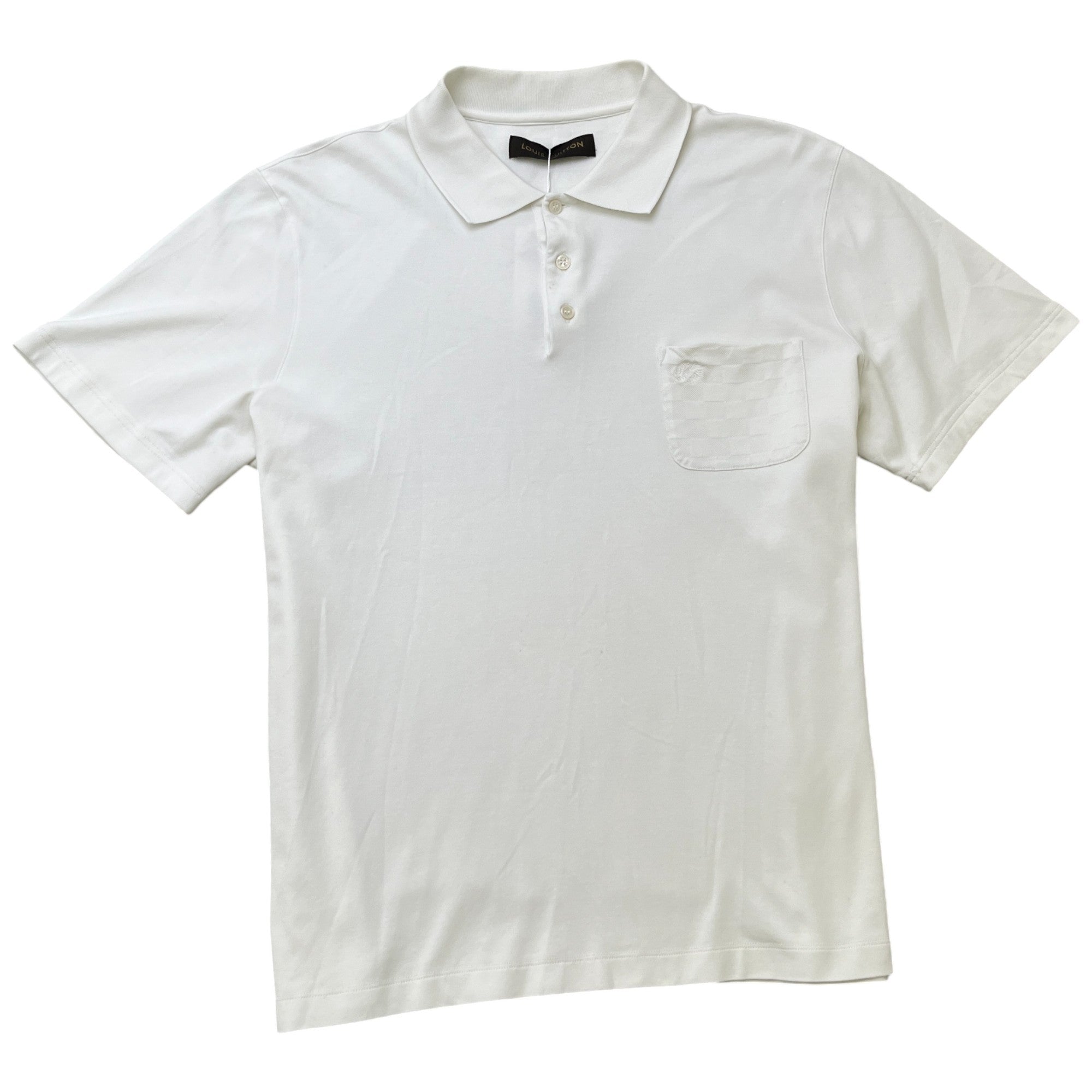 Men's Damier Pocket Logo Polo Shirt White Size 5XL