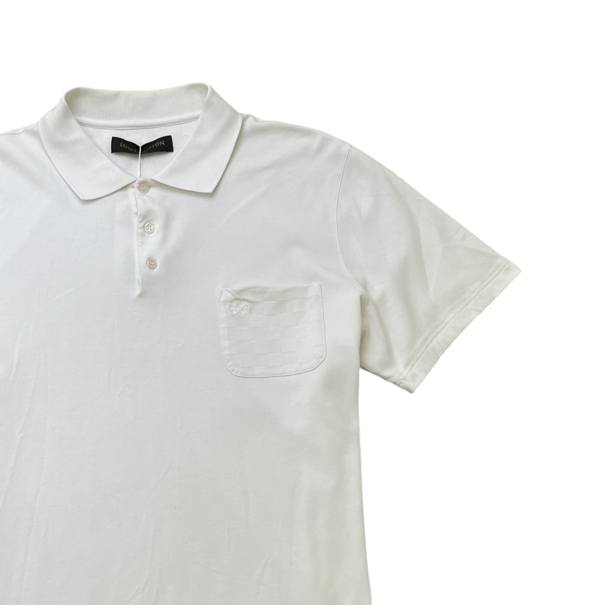 Men's Damier Pocket Logo Polo Shirt White Size 5XL