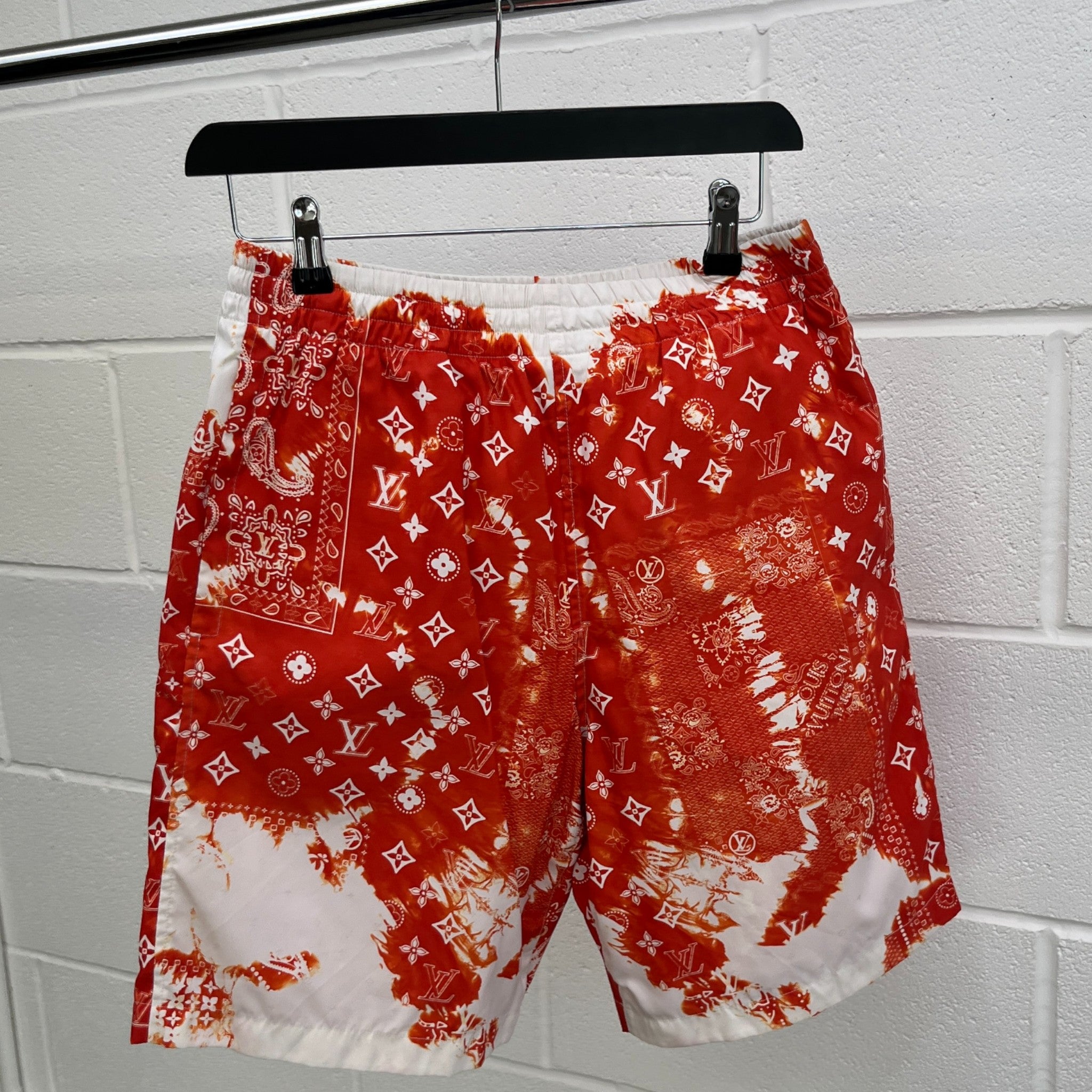 Men's Monogram Bandana Swim Shorts Orange Size S
