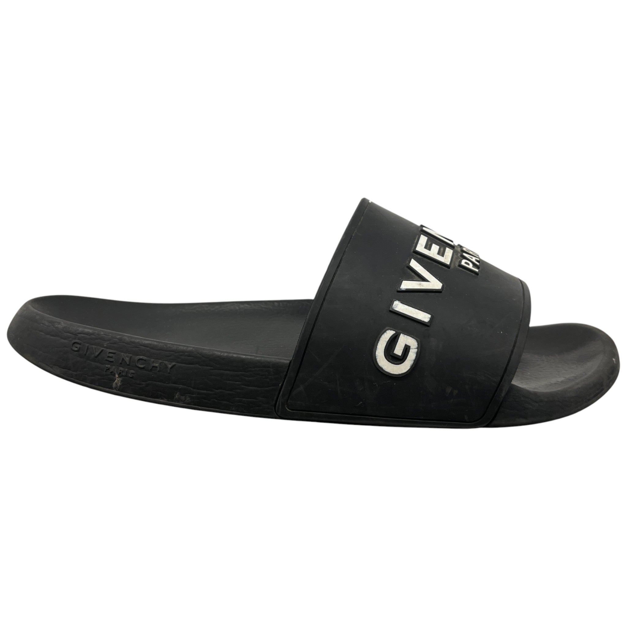 Men's Embossed Logo Slides Black Size EU 46 / UK 12