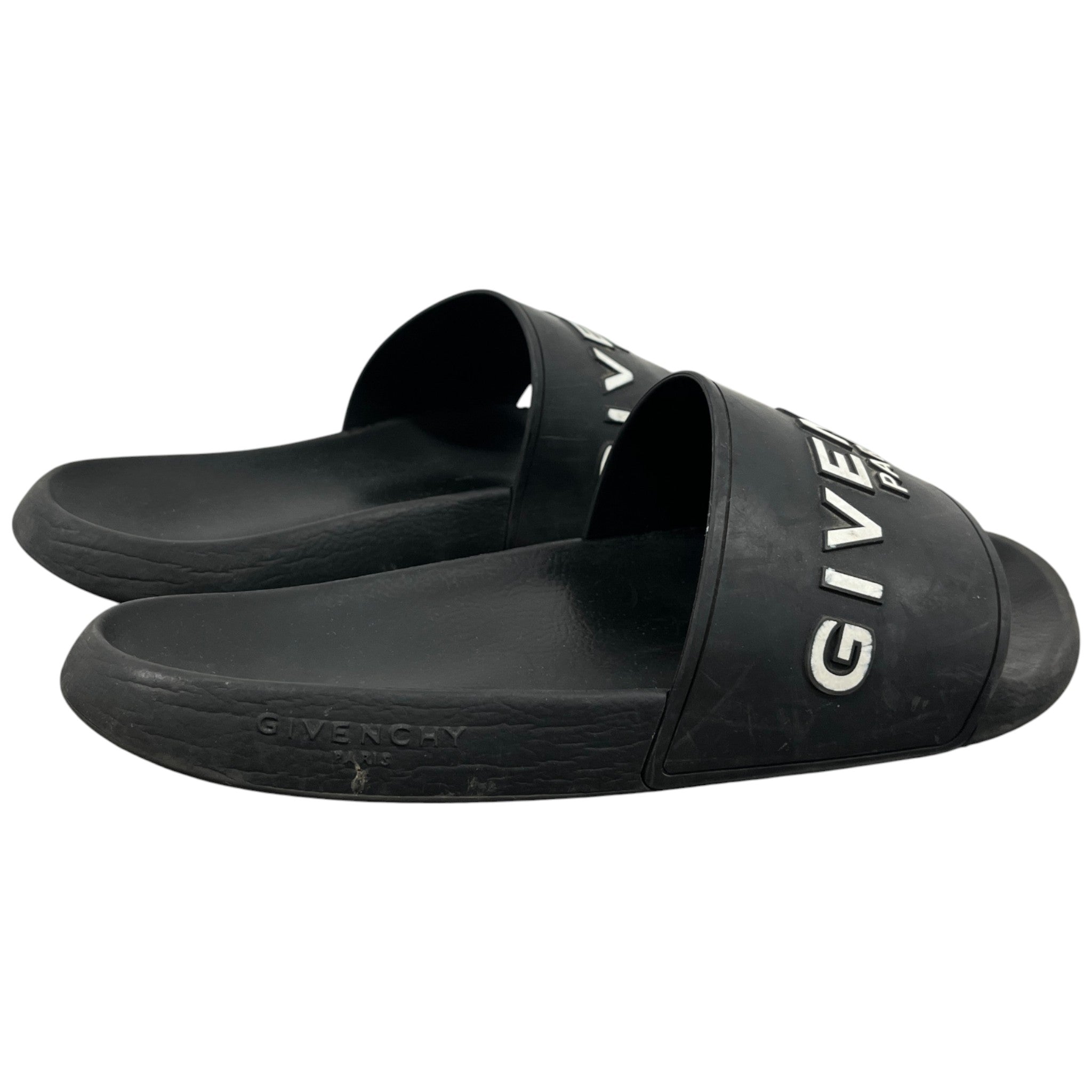 Men's Embossed Logo Slides Black Size EU 46 / UK 12