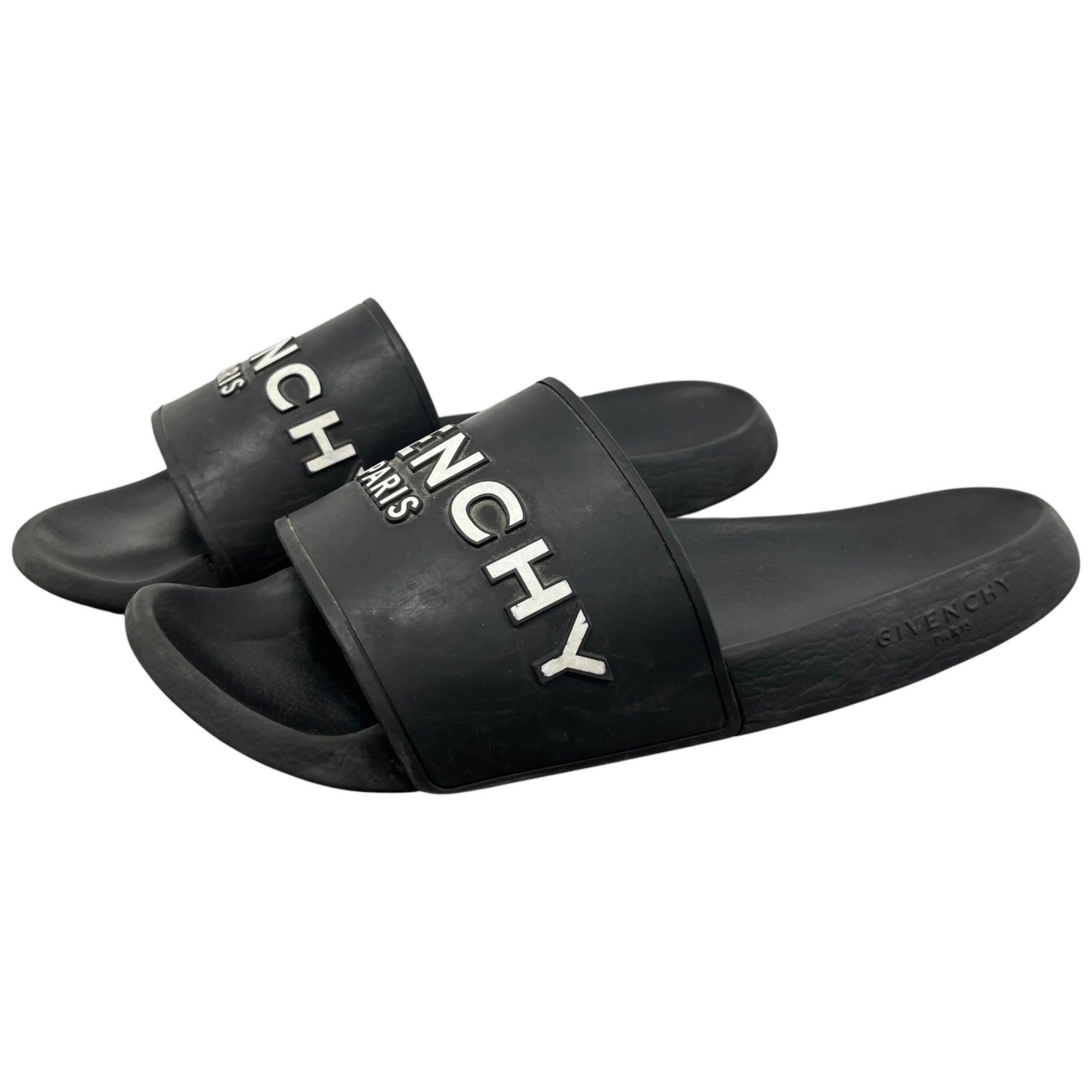 Men's Embossed Logo Slides Black Size EU 46 / UK 12