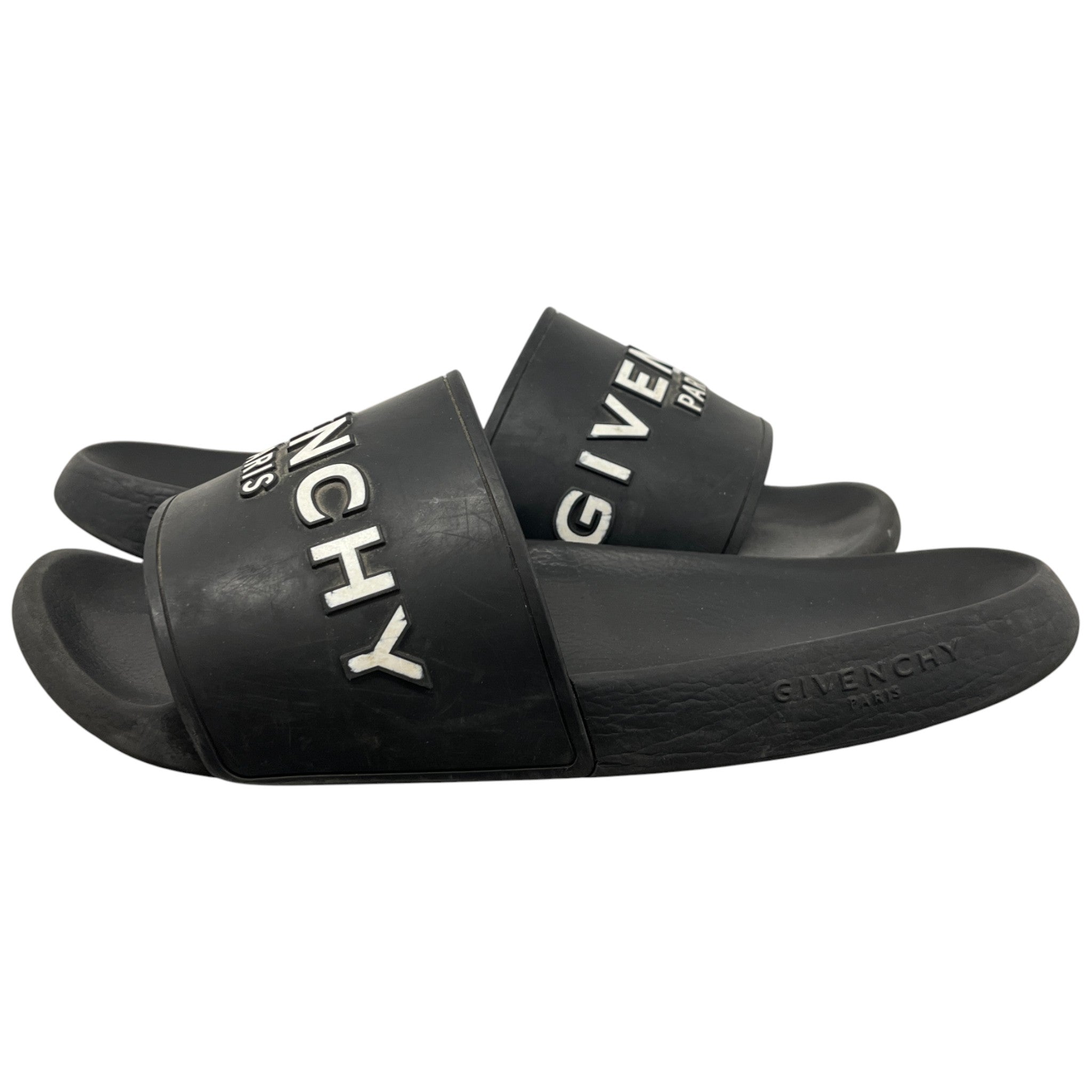 Men's Embossed Logo Slides Black Size EU 46 / UK 12