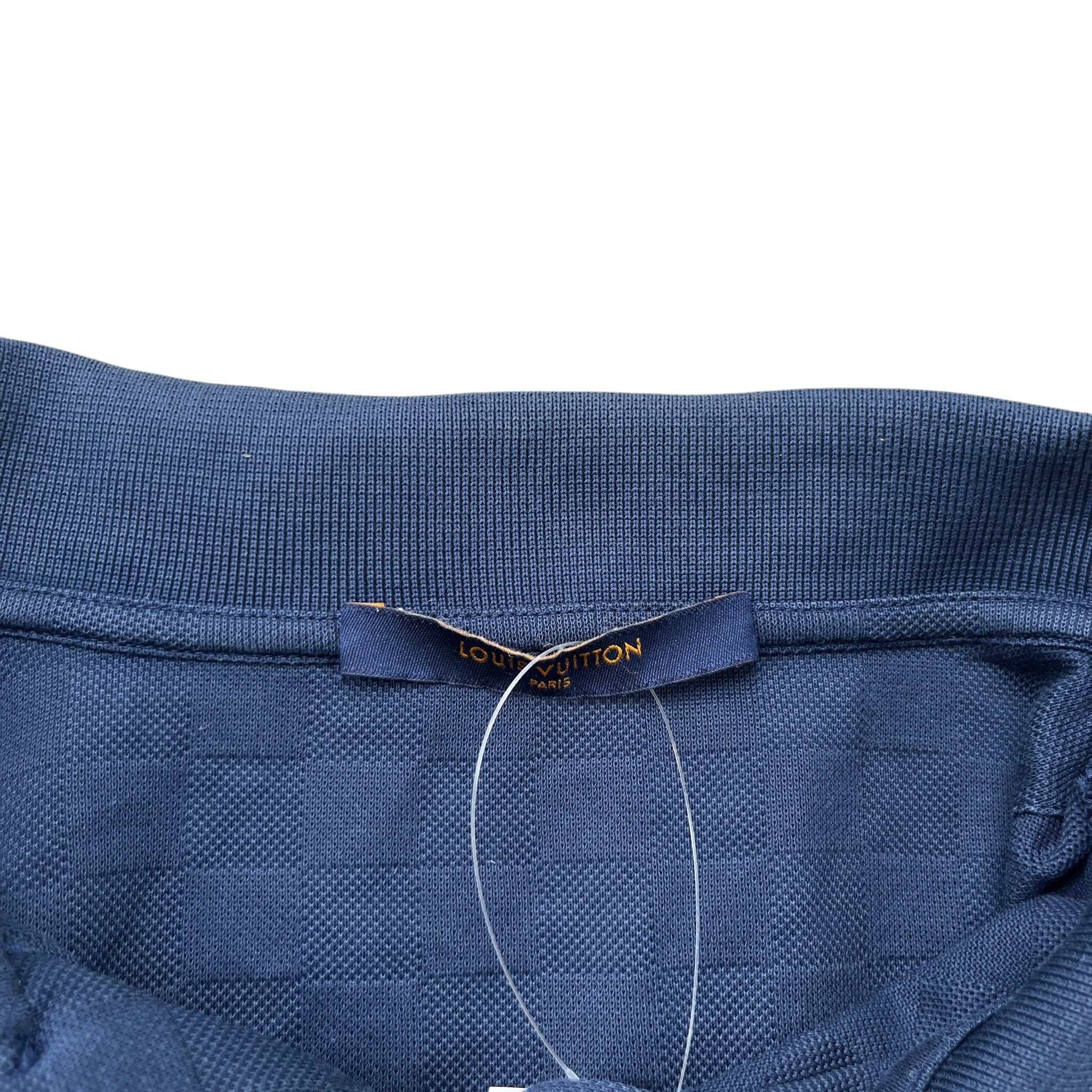 Men's Damier Pocket Polo Shirt Navy Size L