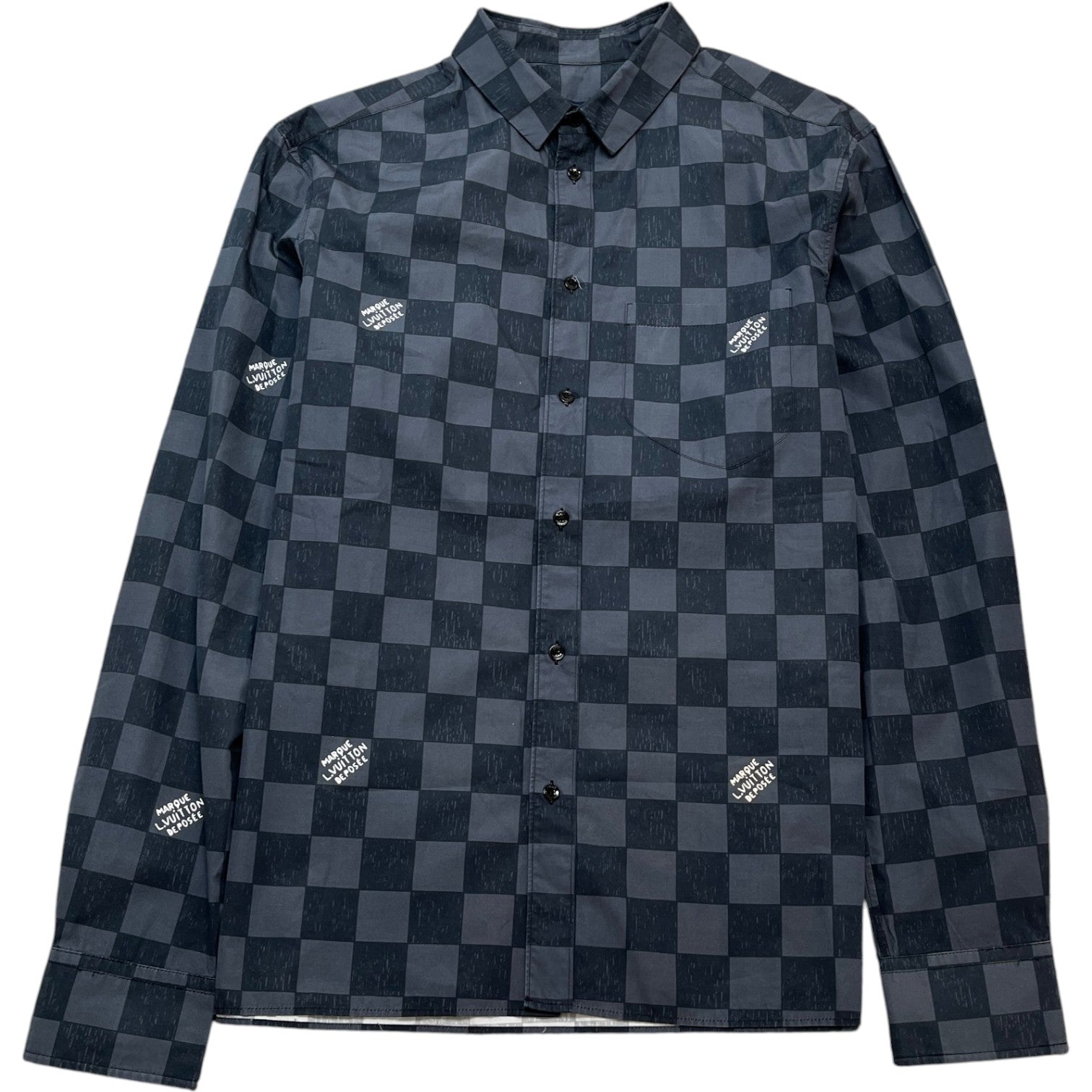 Men's Damier Fw21 Long Sleeve Shirt Charcoal Size L