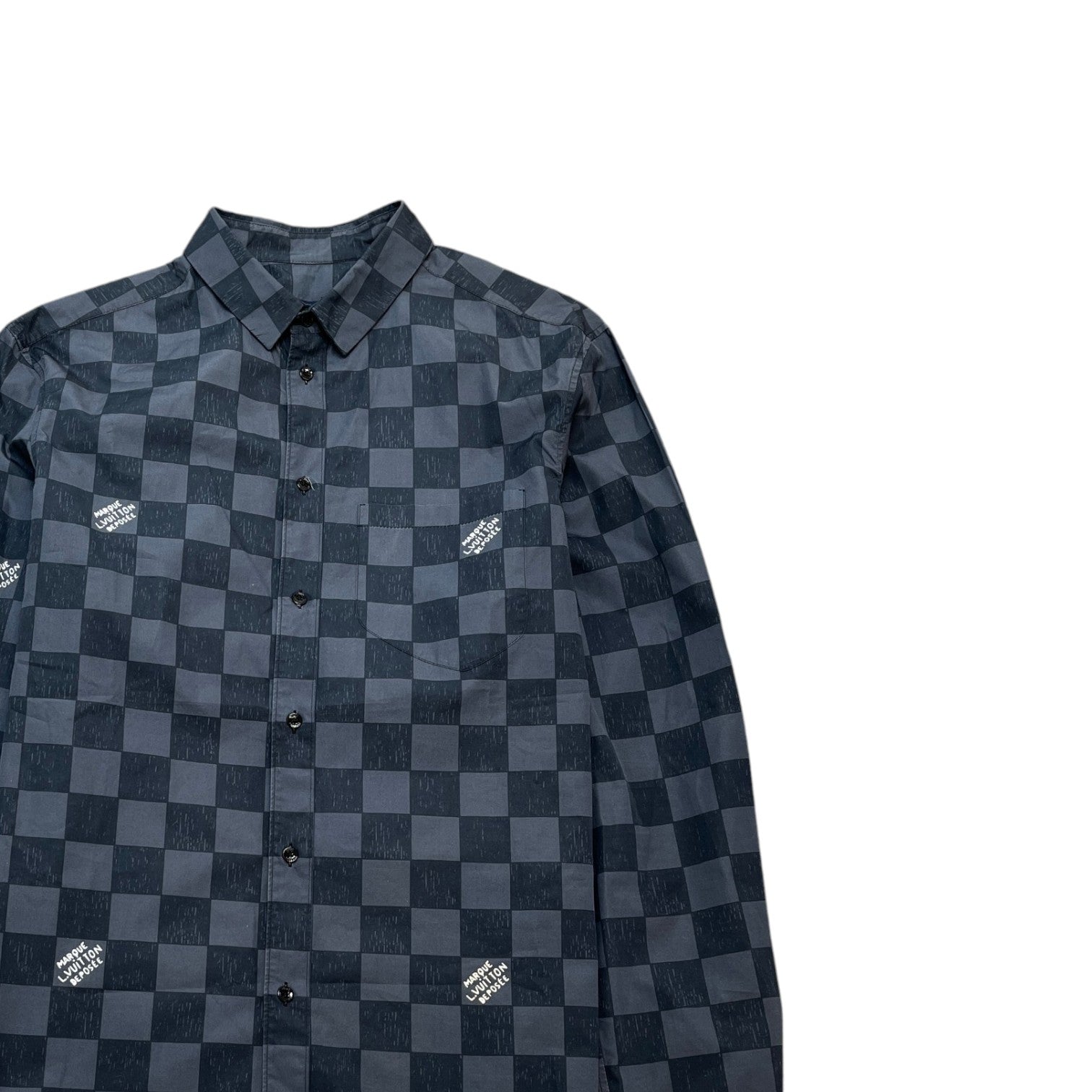 Men's Damier Fw21 Long Sleeve Shirt Charcoal Size L