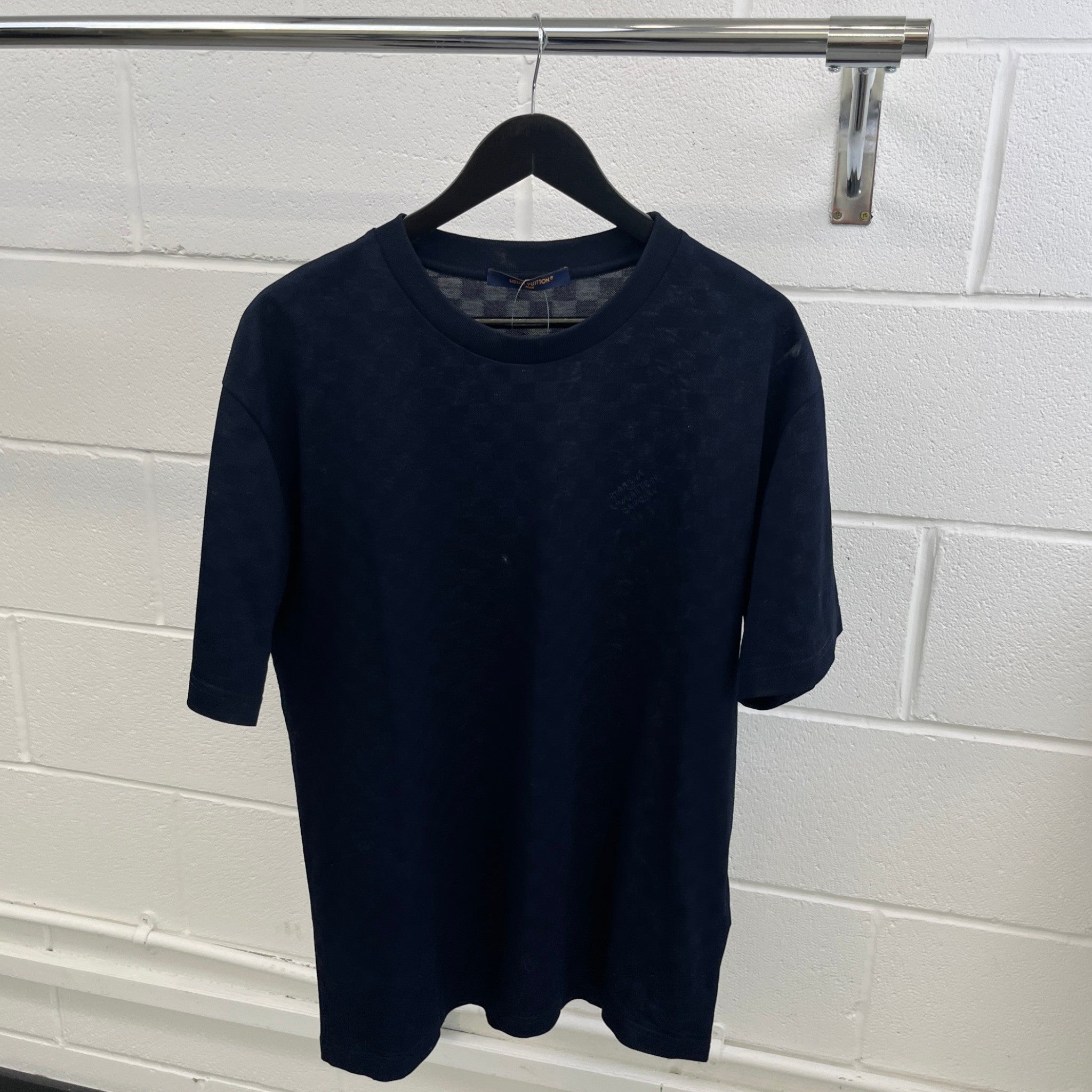 Men's Damier Cotton Piqué T-Shirt Navy Size XL