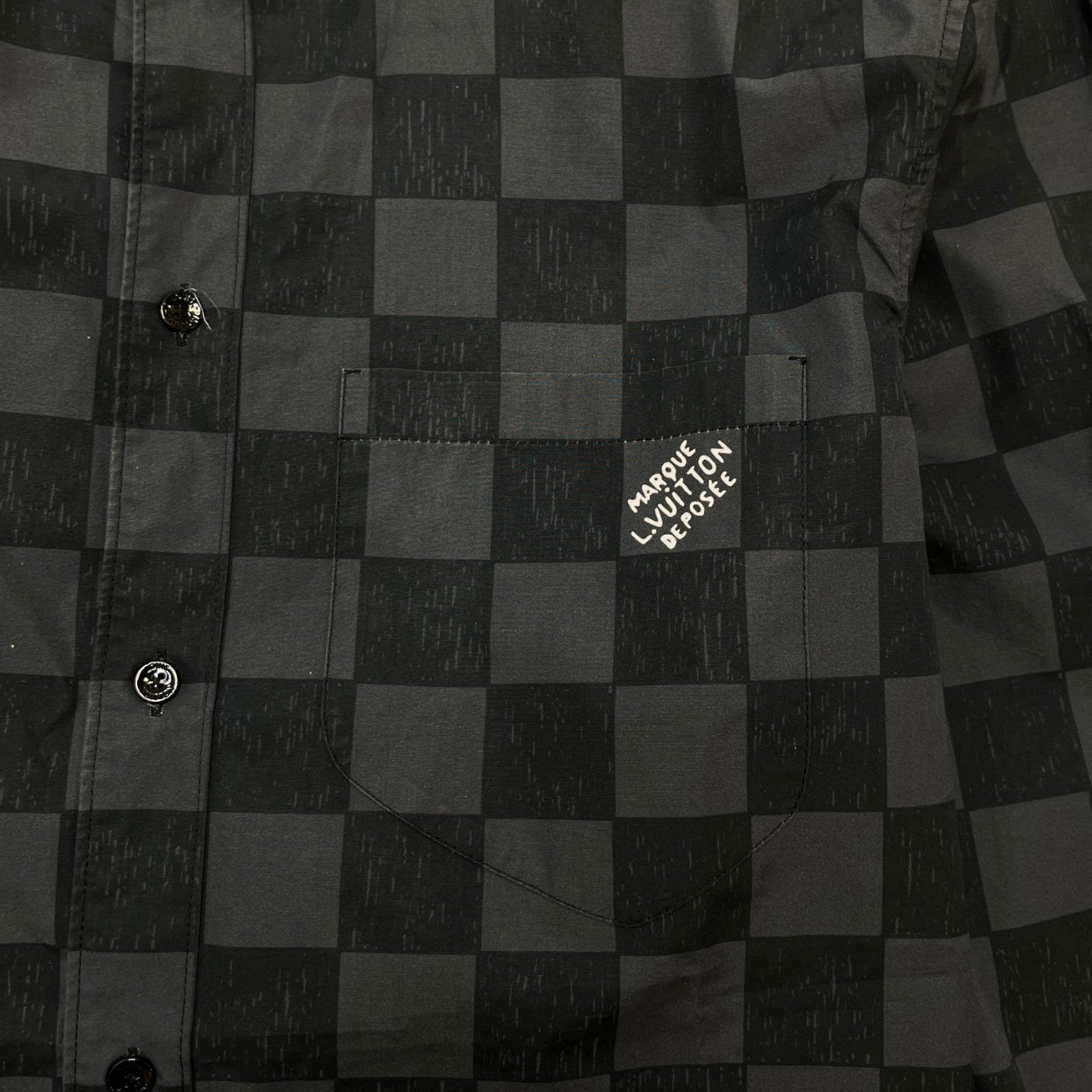 Men's Damier Fw21 Long Sleeve Shirt Charcoal Size L