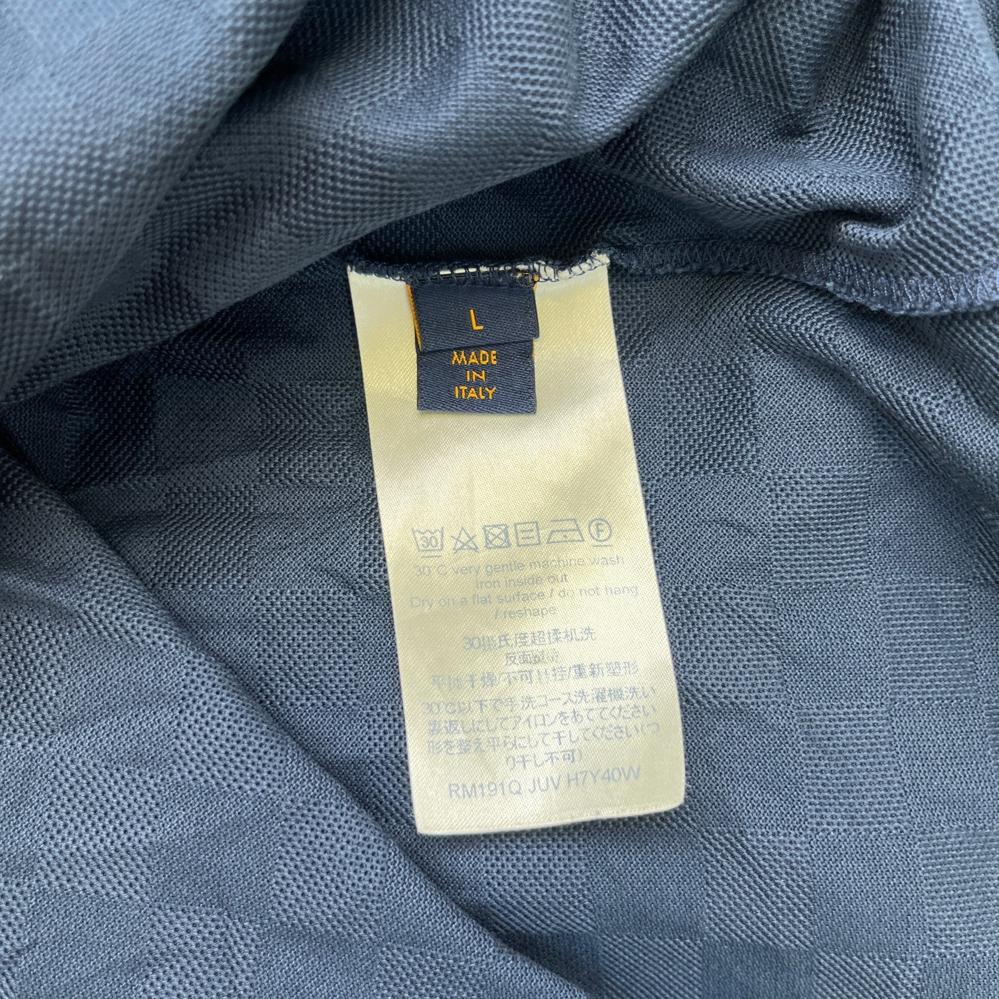 Men's Damier Pocket Polo Shirt Navy Size L