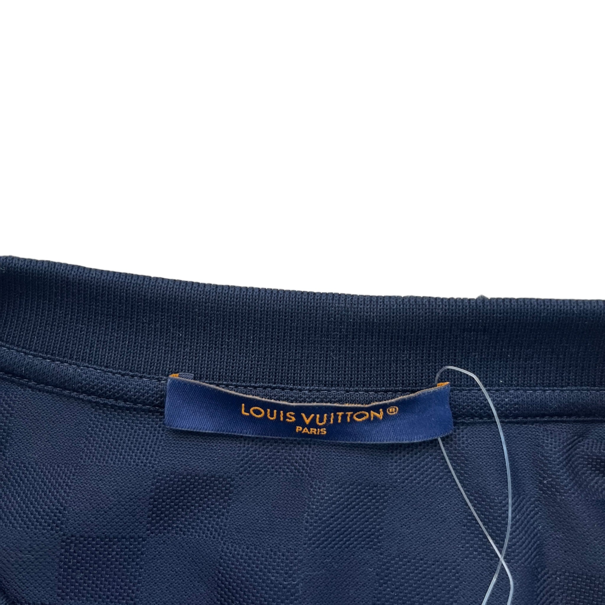 Men's Damier Cotton Piqué T-Shirt Navy Size XL