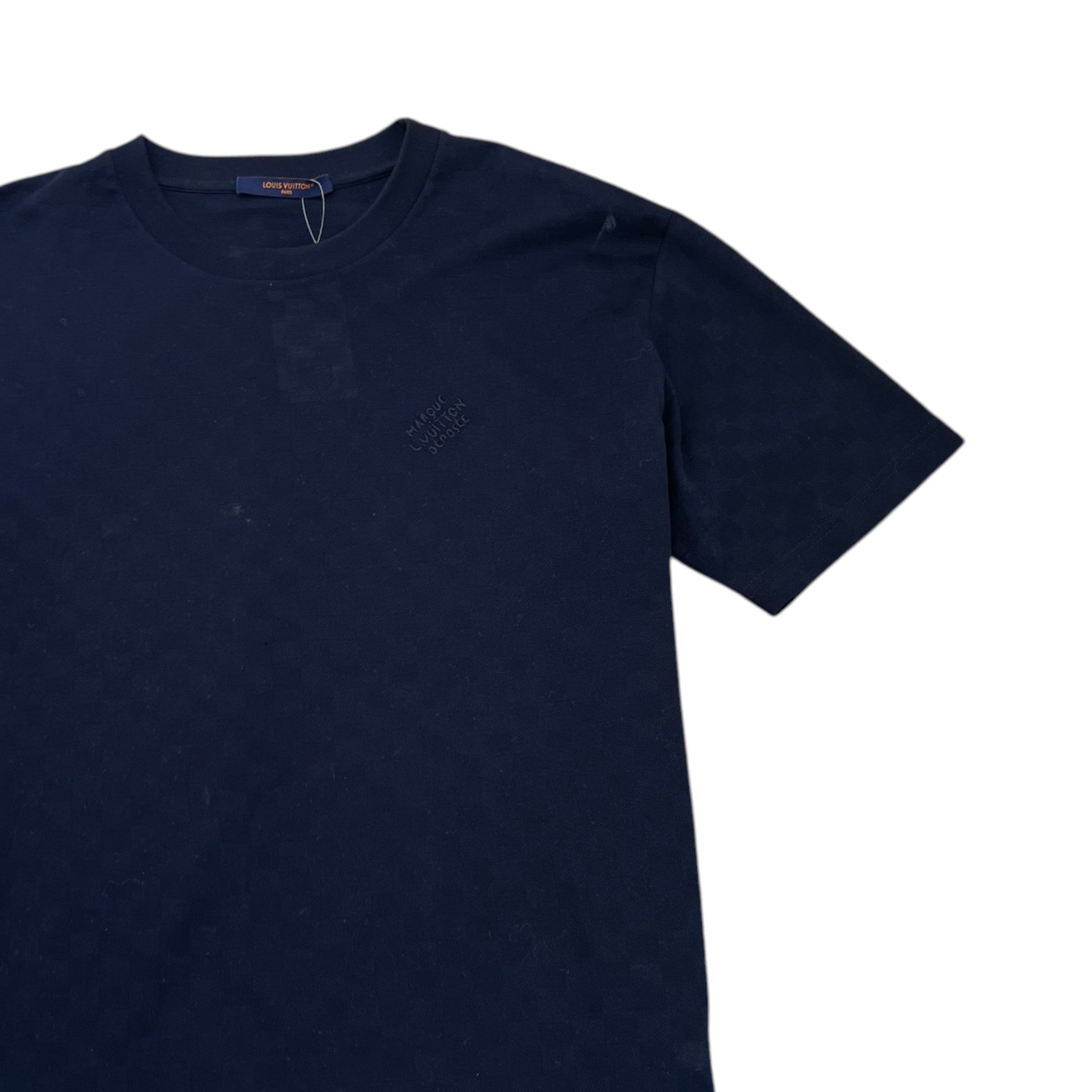 Men's Damier Cotton Piqué T-Shirt Navy Size XL