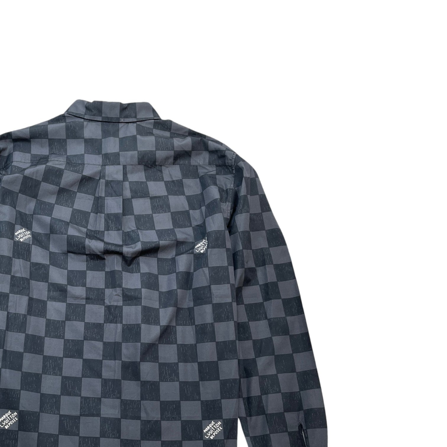 Men's Damier Fw21 Long Sleeve Shirt Charcoal Size L