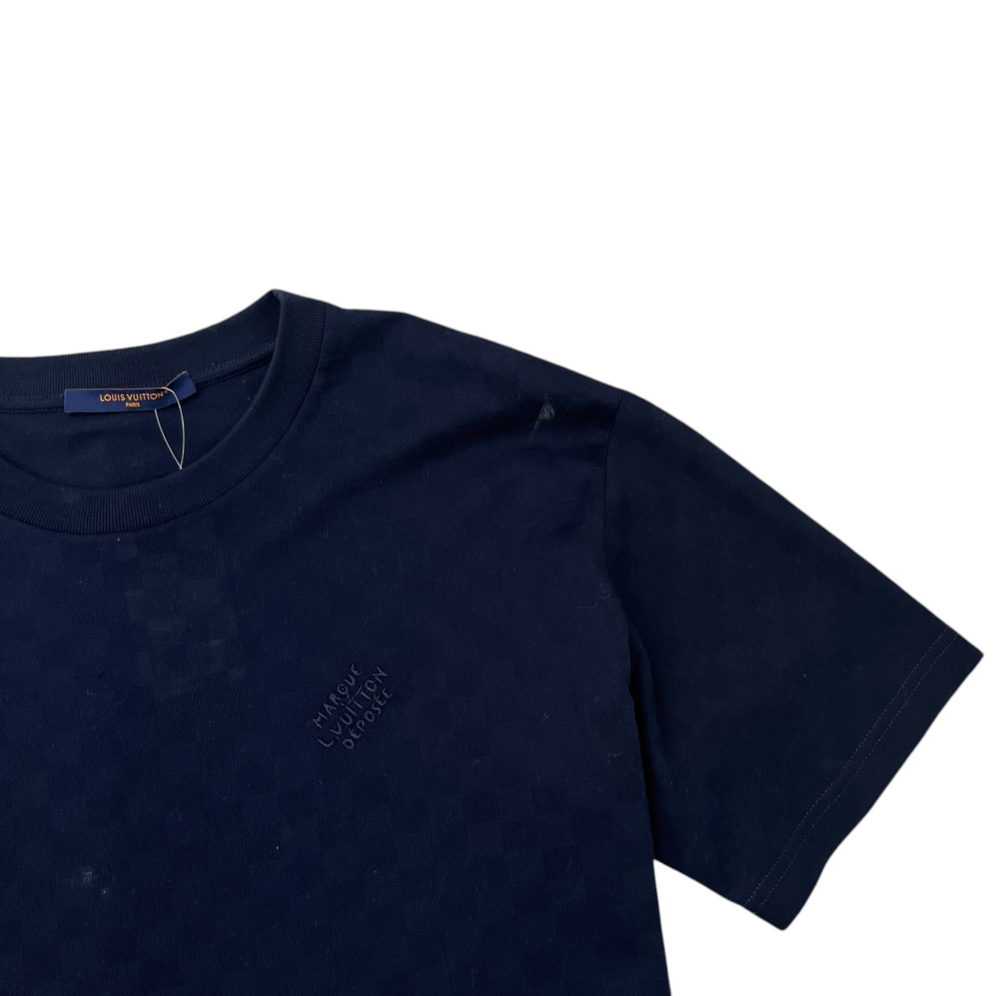 Men's Damier Cotton Piqué T-Shirt Navy Size XL