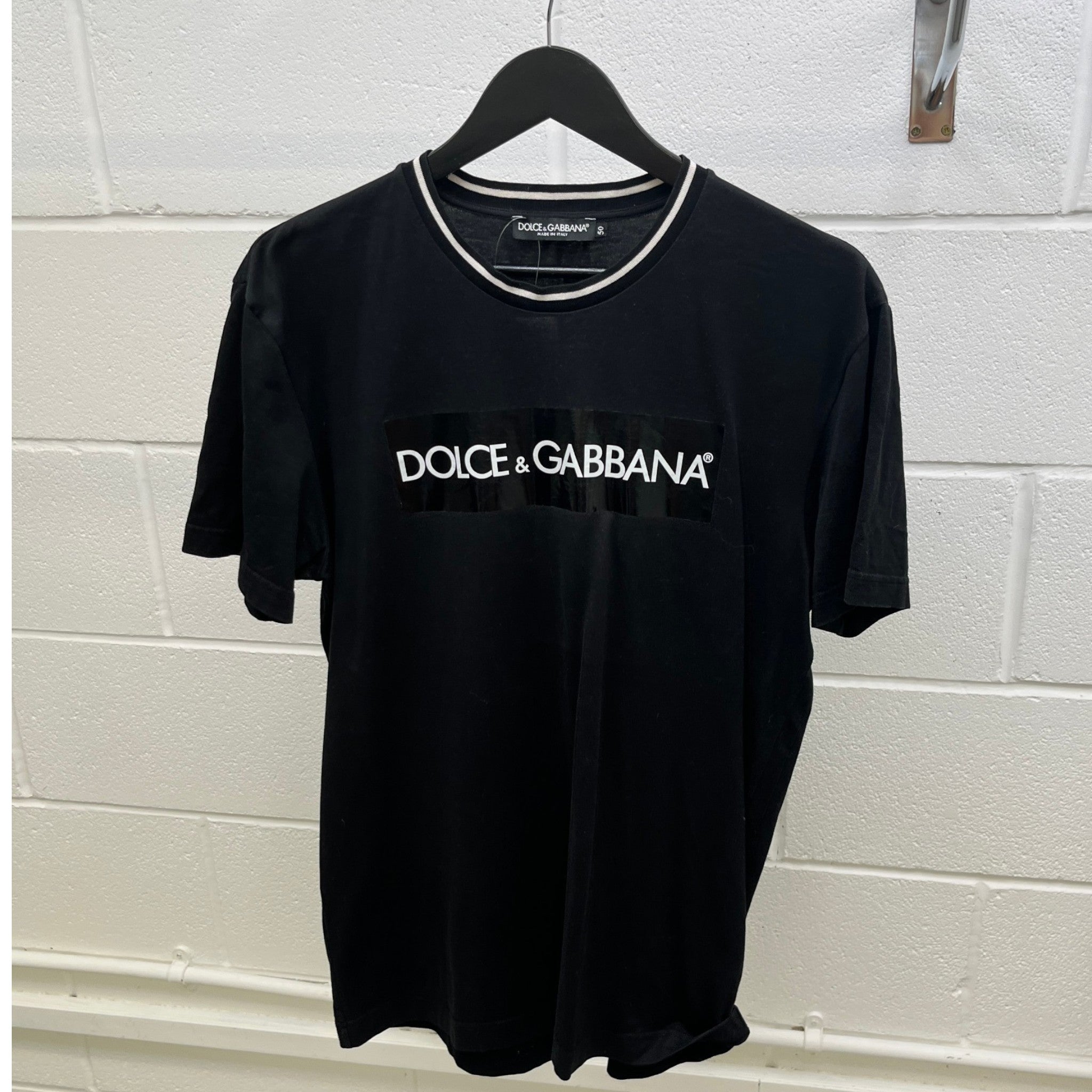 Men's Logo Print T-Shirt Black Size IT 50 / UK L